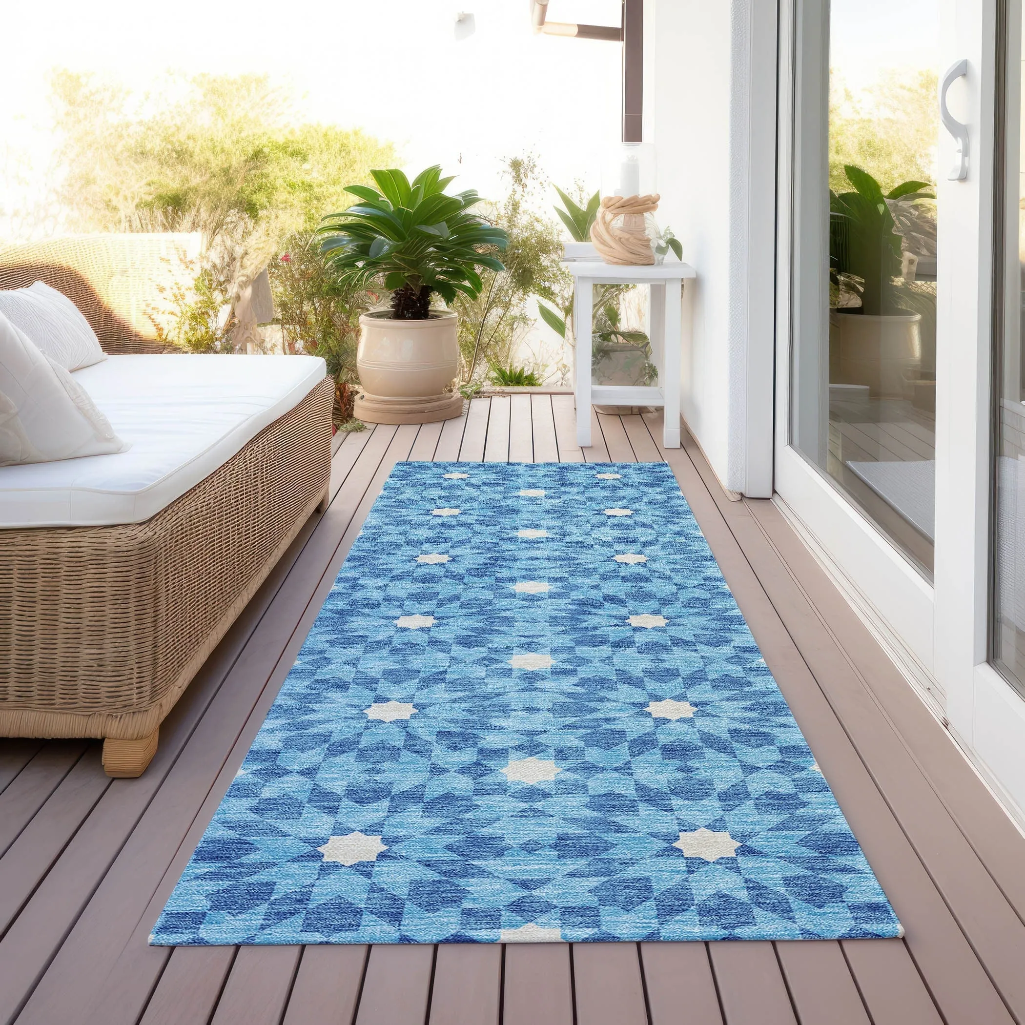 Machine Washable Indoor/ Outdoor Chantille Boho Morrocan Rug