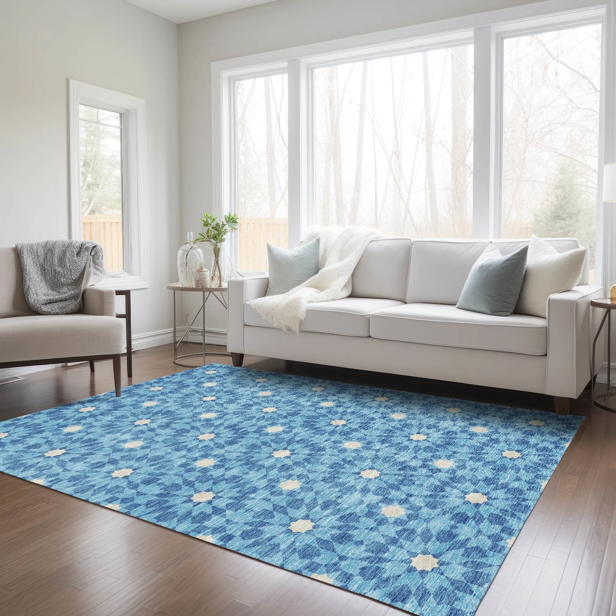 Machine Washable Indoor/ Outdoor Chantille Boho Morrocan Rug