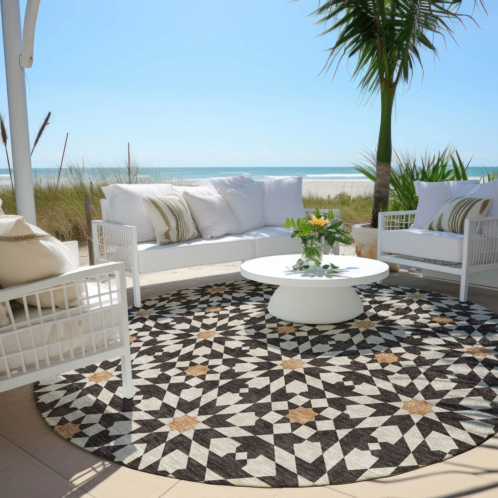 Machine Washable Indoor/ Outdoor Chantille Boho Morrocan Rug