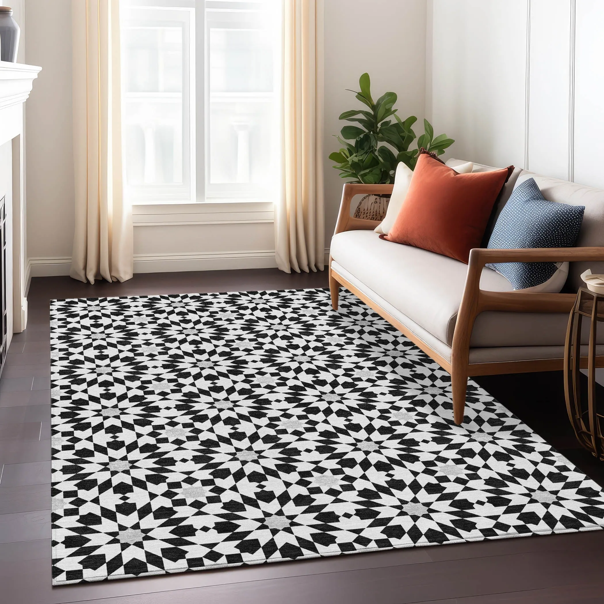 Machine Washable Indoor/ Outdoor Chantille Boho Morrocan Rug