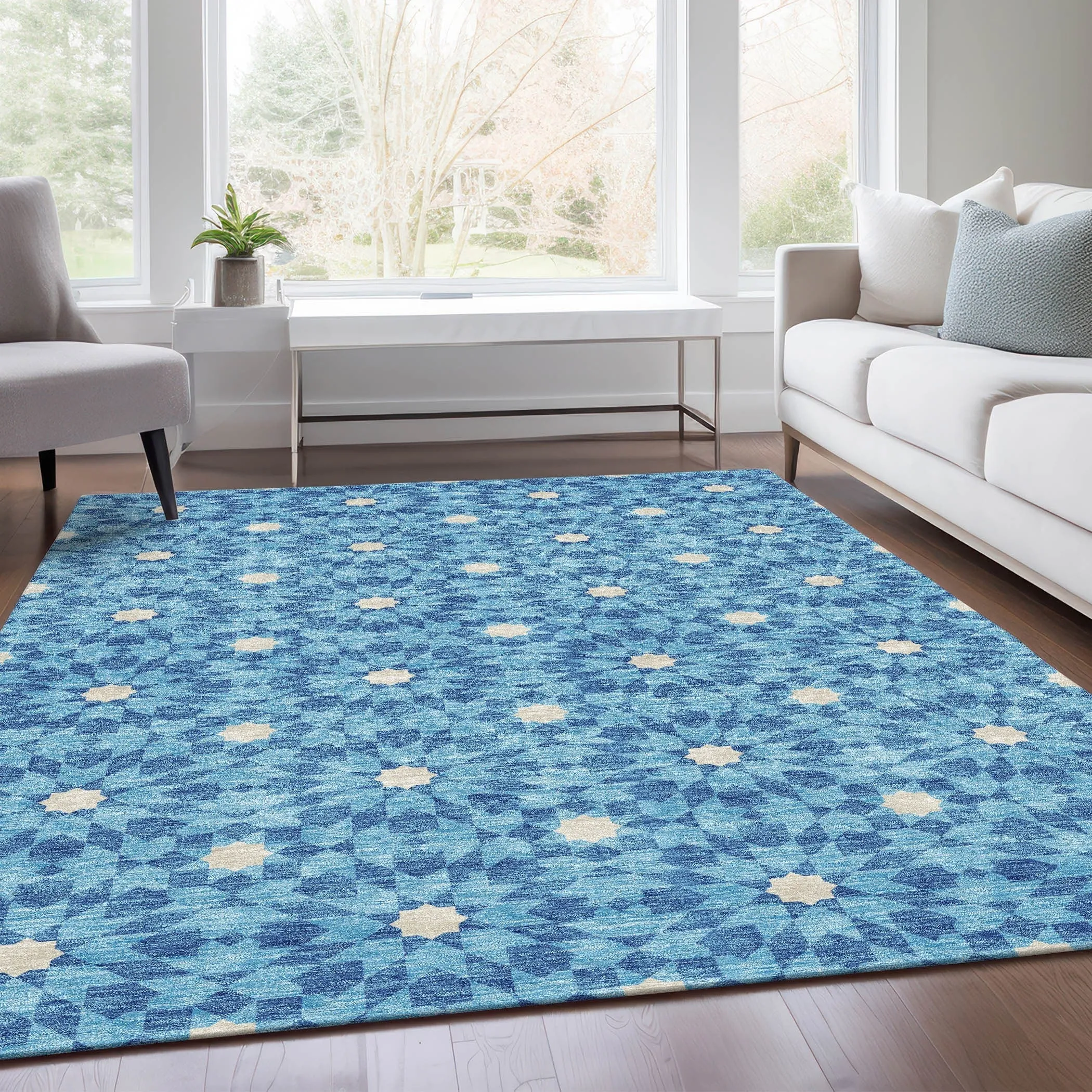 Machine Washable Indoor/ Outdoor Chantille Boho Morrocan Rug