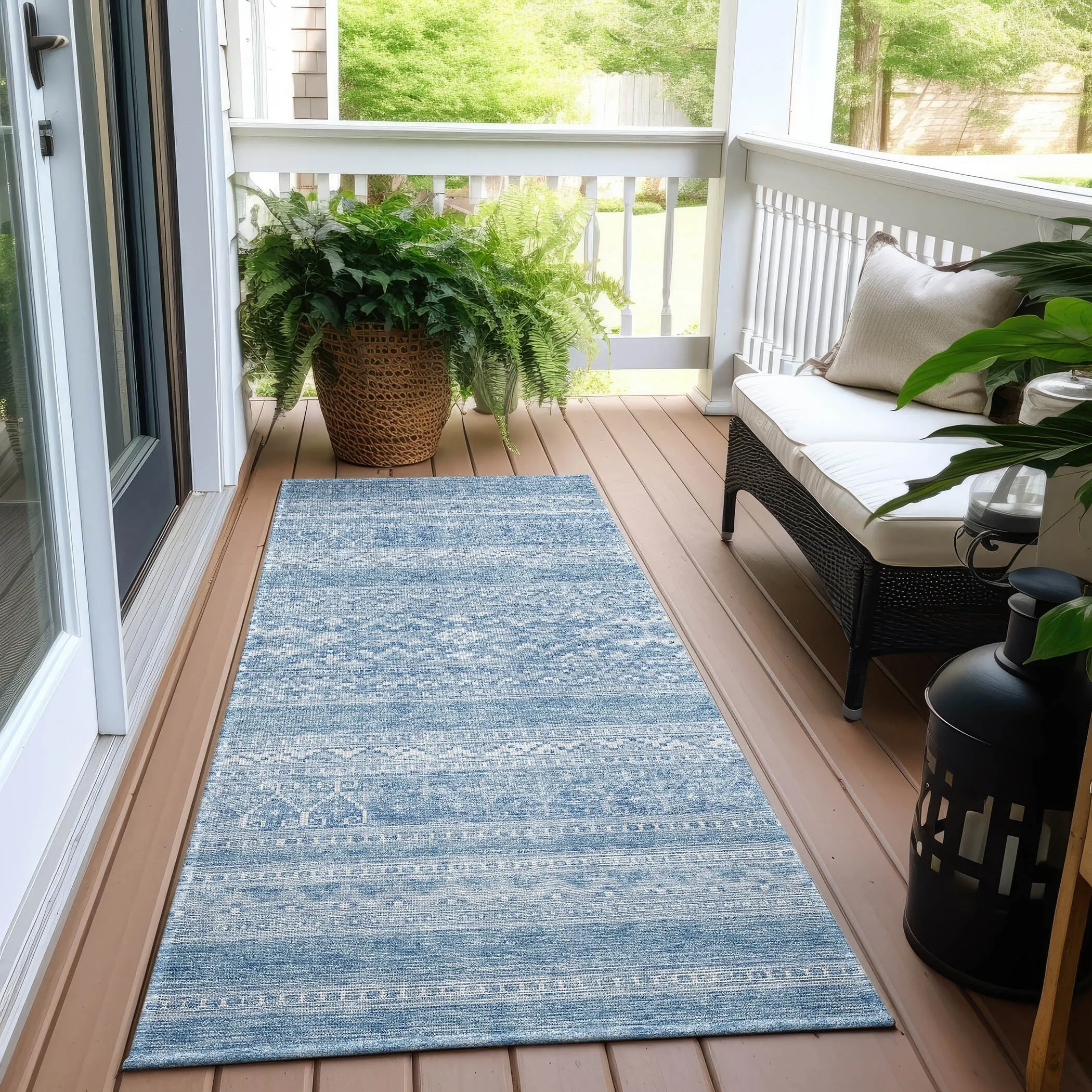 Machine Washable Indoor/ Outdoor Chantille Boho Tribal Rug