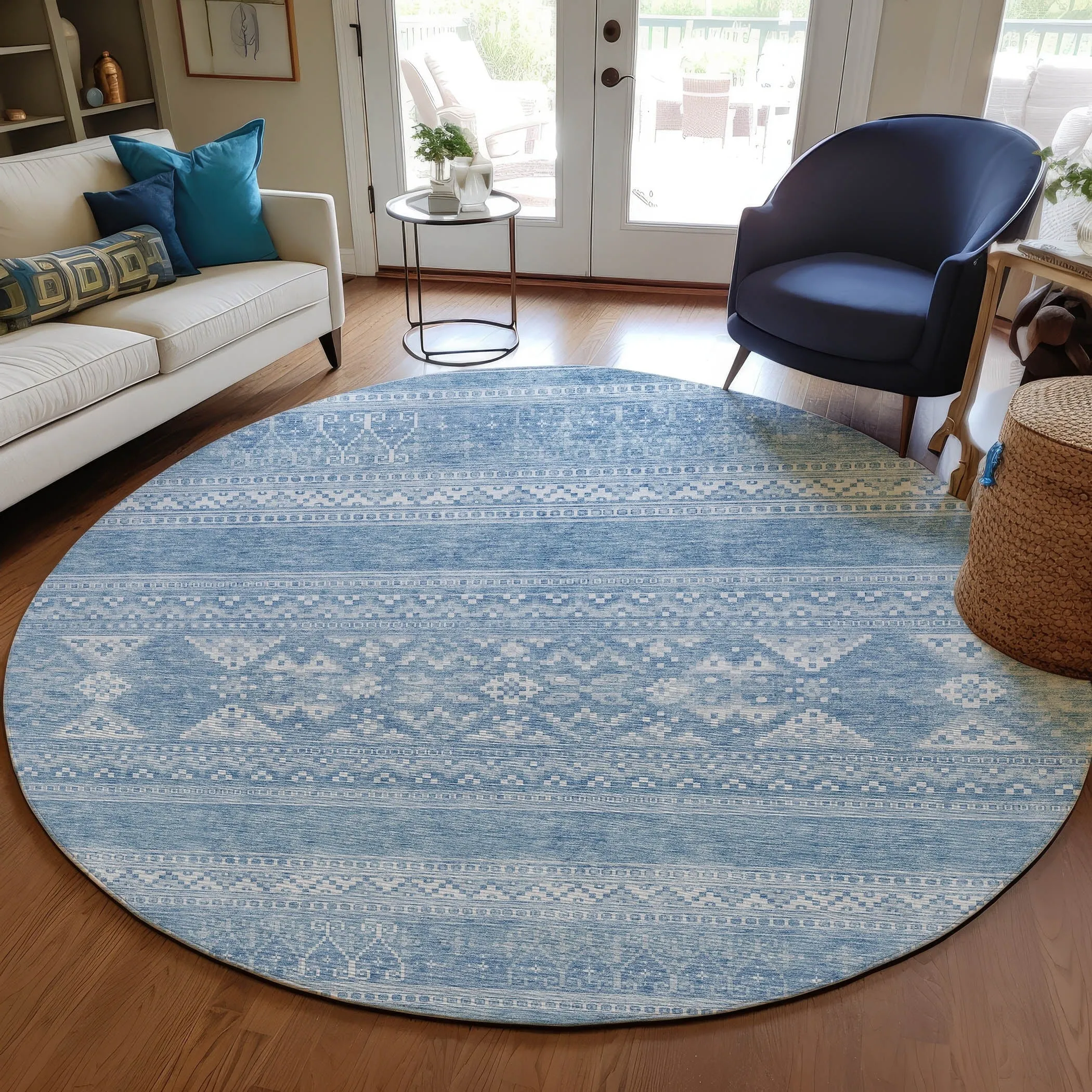 Machine Washable Indoor/ Outdoor Chantille Boho Tribal Rug