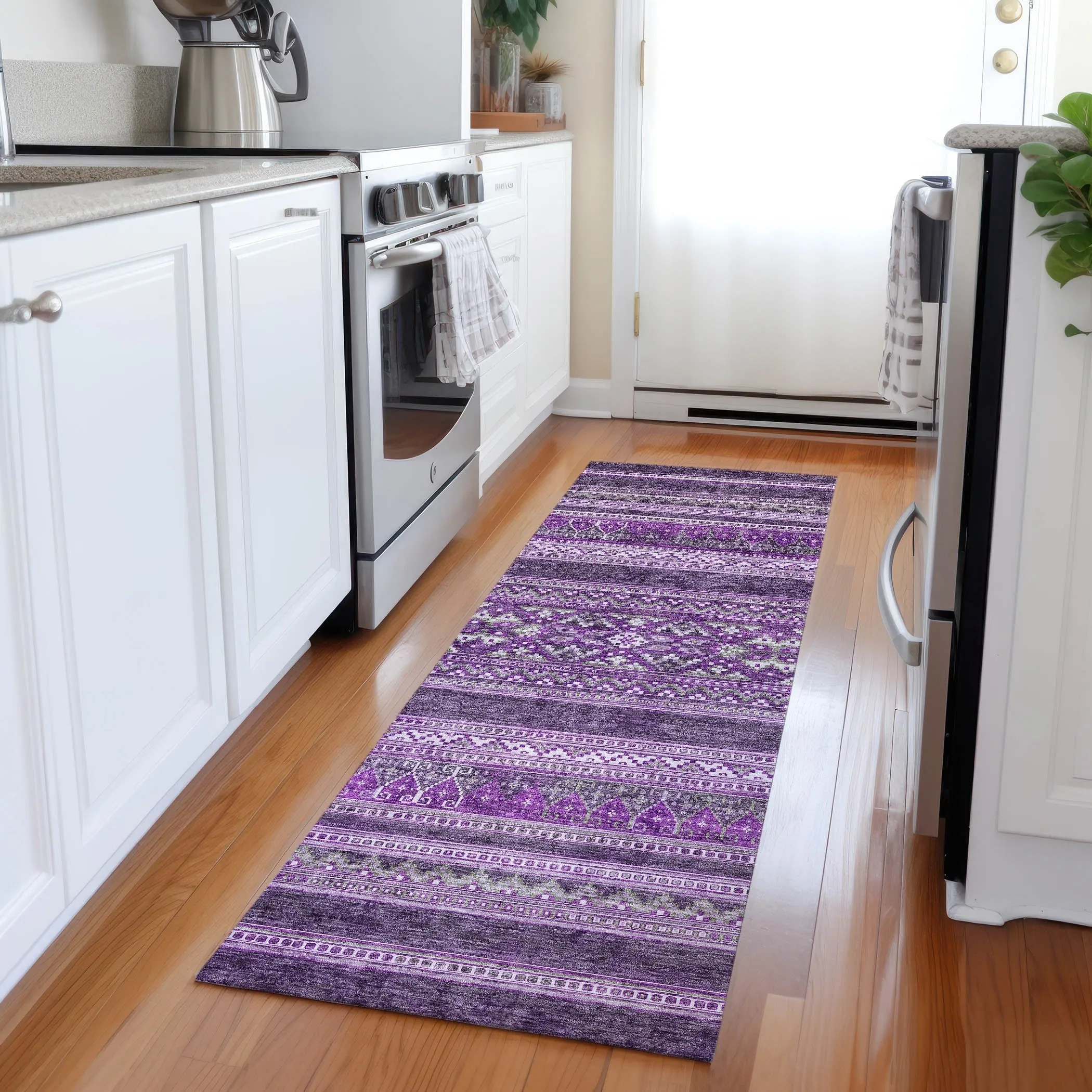 Machine Washable Indoor/ Outdoor Chantille Boho Tribal Rug