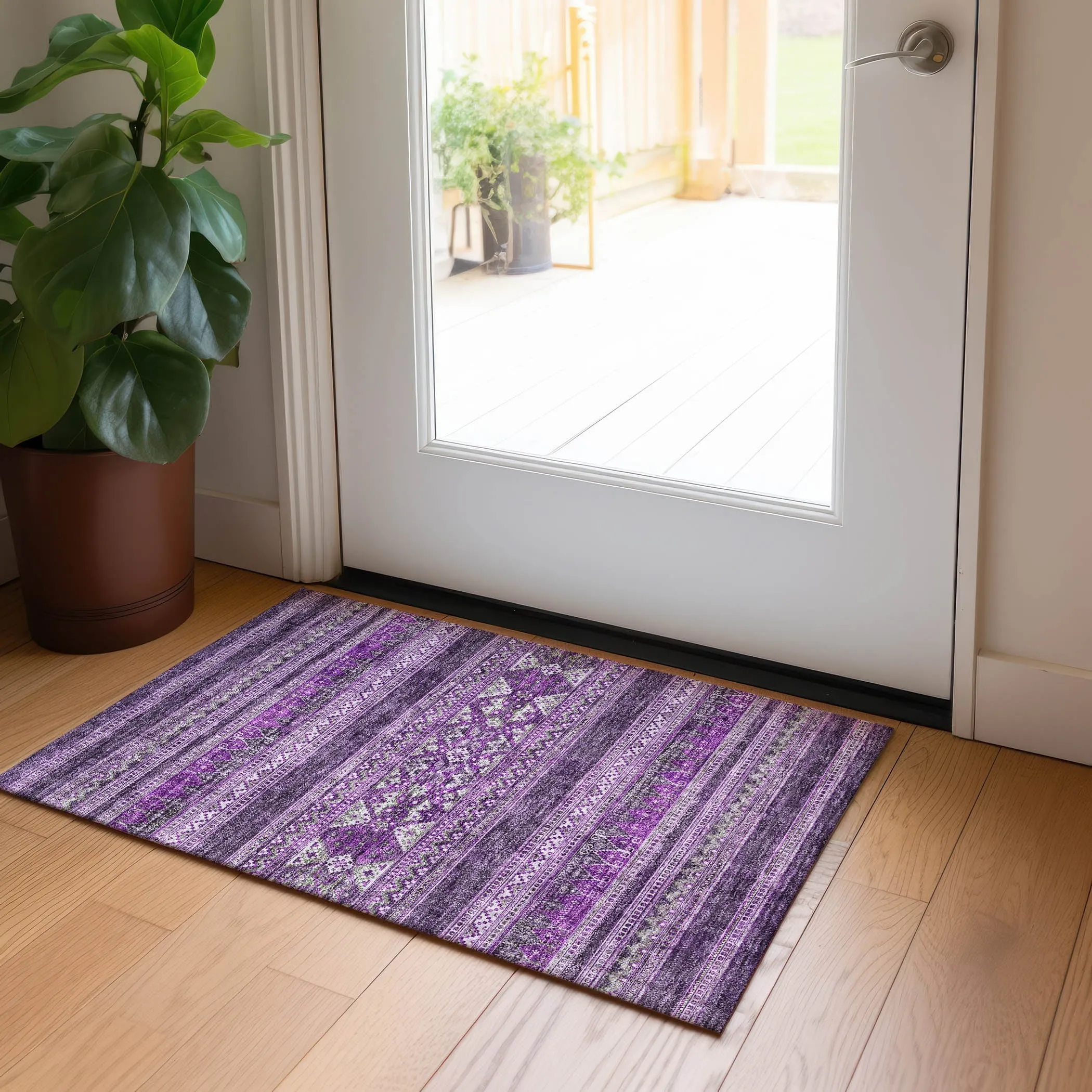 Machine Washable Indoor/ Outdoor Chantille Boho Tribal Rug