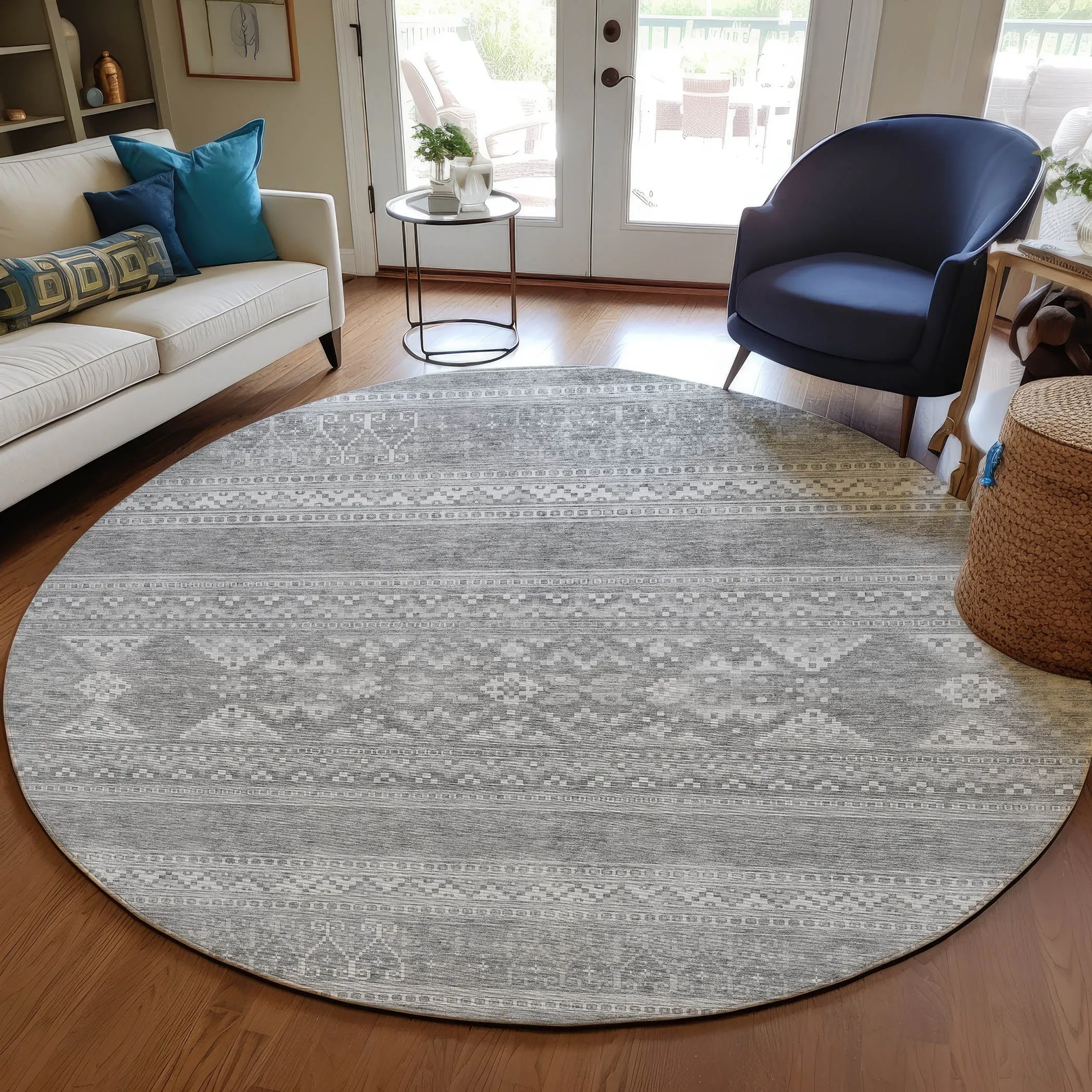 Machine Washable Indoor/ Outdoor Chantille Boho Tribal Rug
