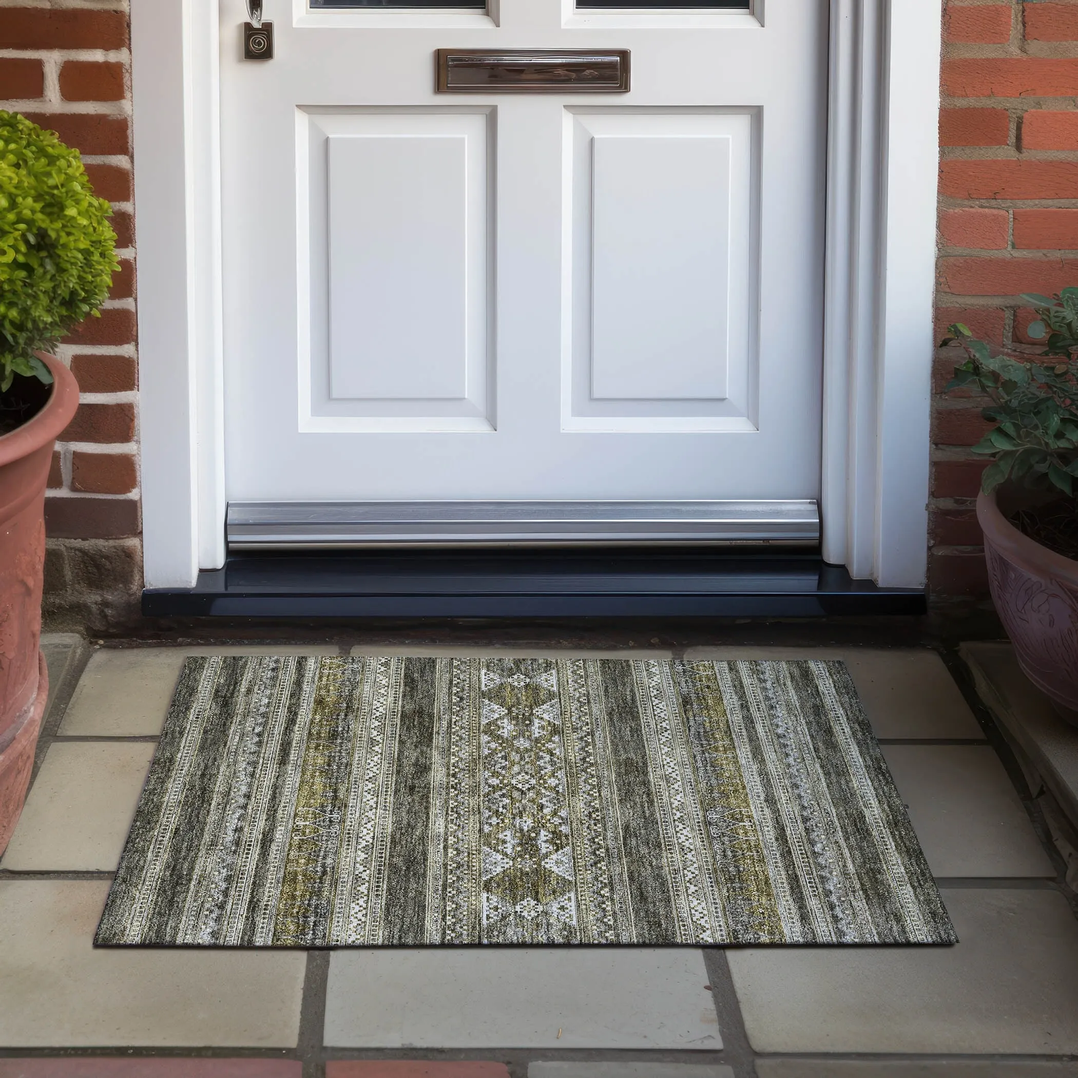 Machine Washable Indoor/ Outdoor Chantille Boho Tribal Rug