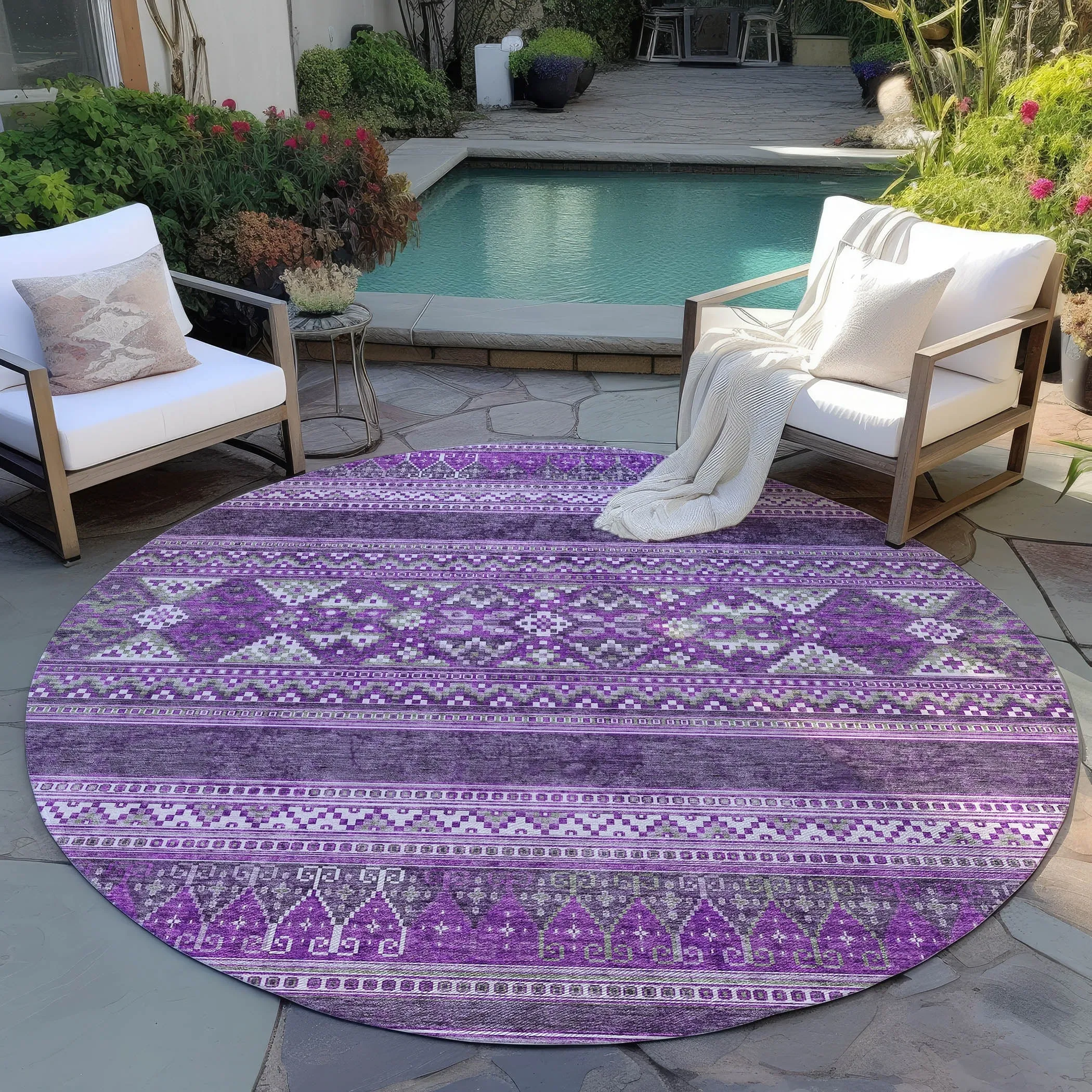 Machine Washable Indoor/ Outdoor Chantille Boho Tribal Rug