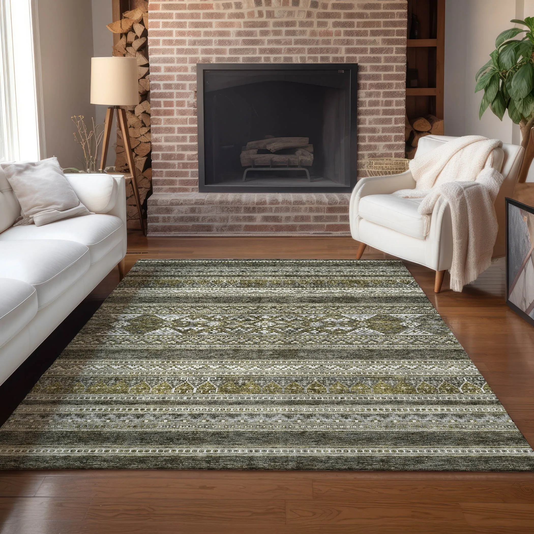 Machine Washable Indoor/ Outdoor Chantille Boho Tribal Rug