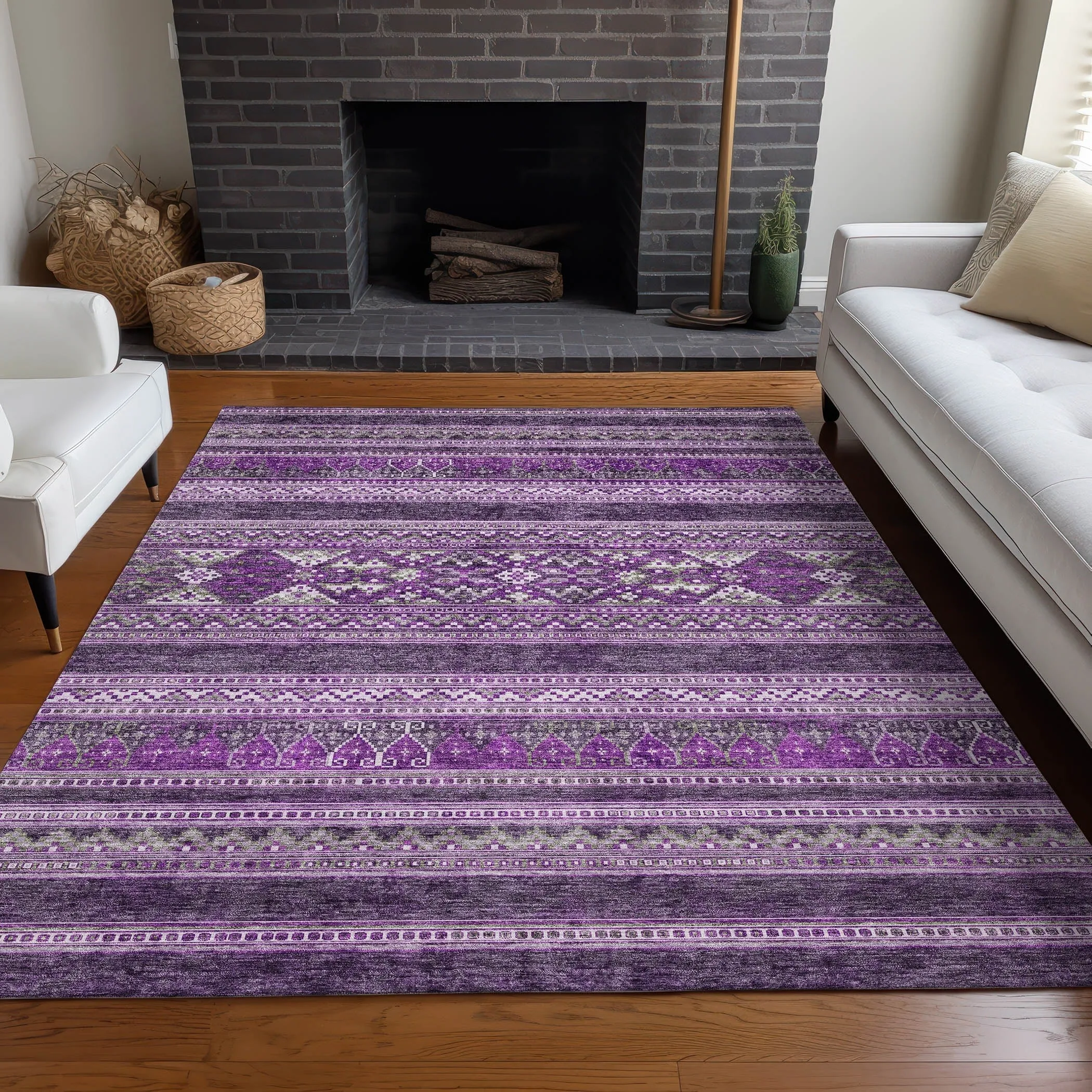 Machine Washable Indoor/ Outdoor Chantille Boho Tribal Rug
