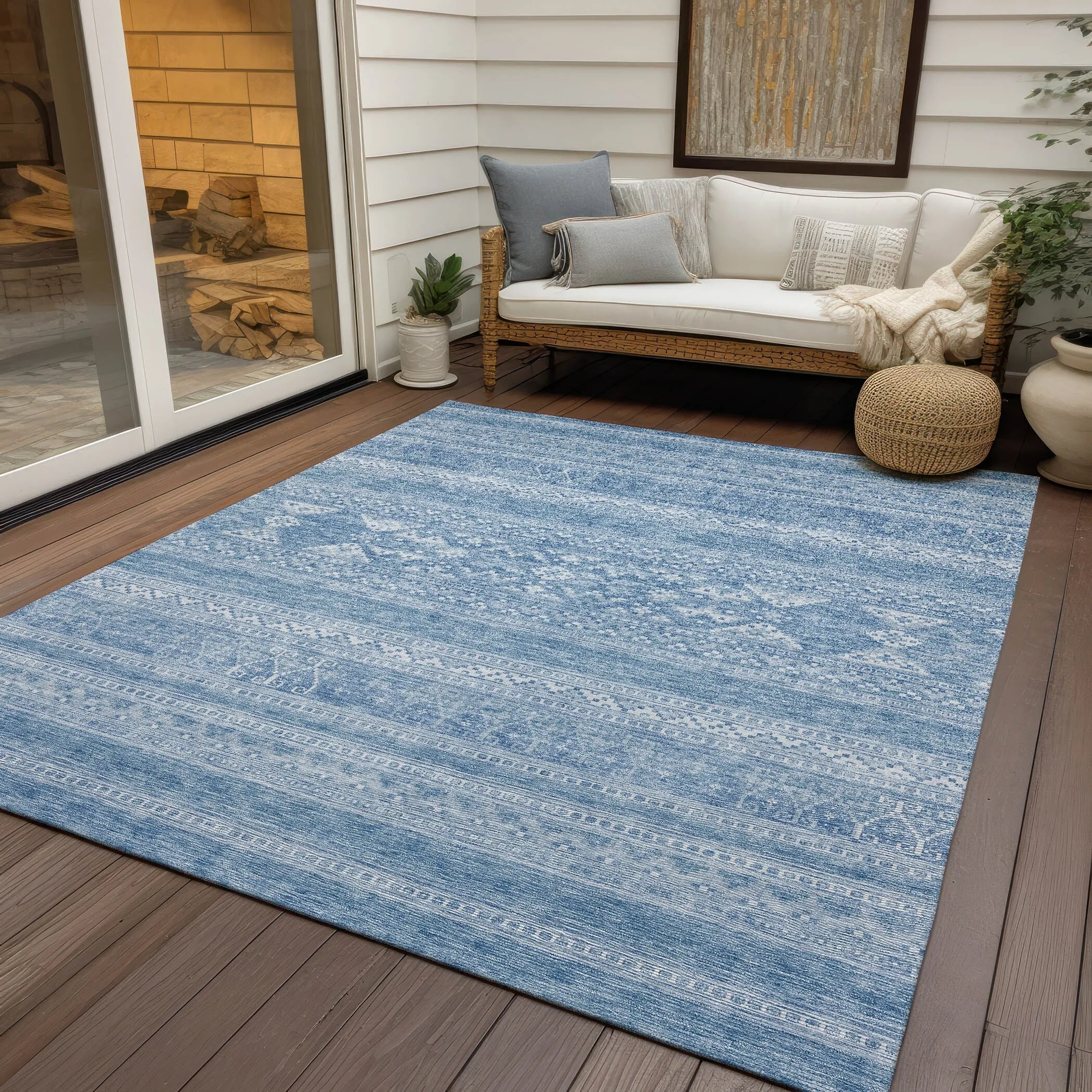 Machine Washable Indoor/ Outdoor Chantille Boho Tribal Rug