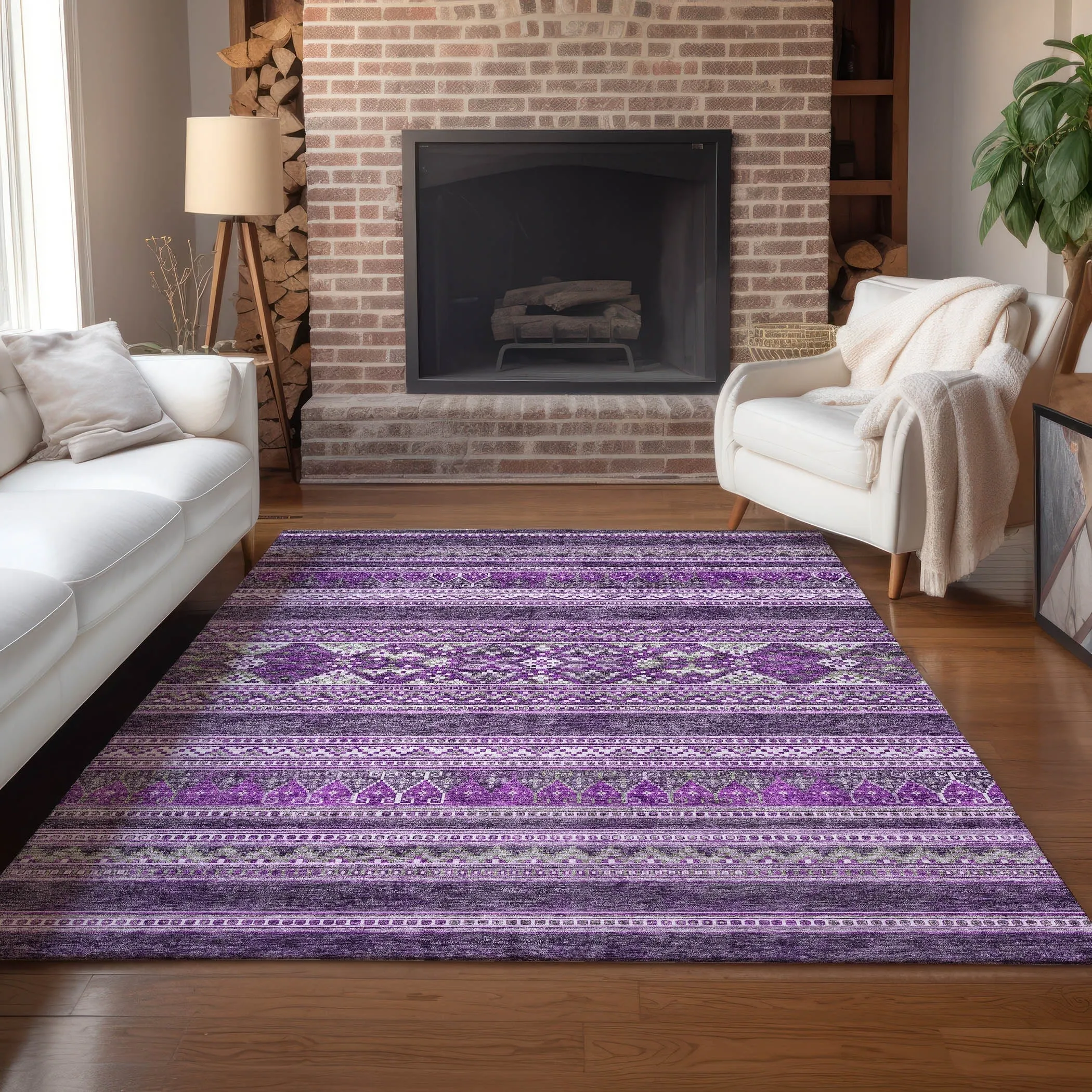 Machine Washable Indoor/ Outdoor Chantille Boho Tribal Rug