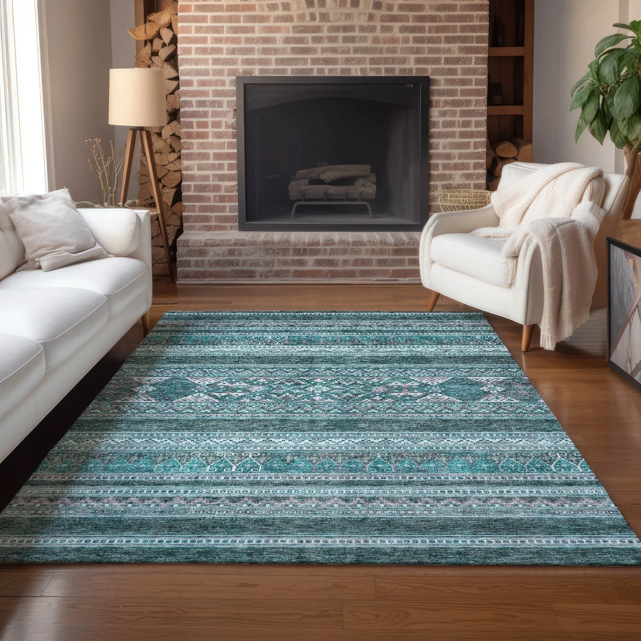 Machine Washable Indoor/ Outdoor Chantille Boho Tribal Rug