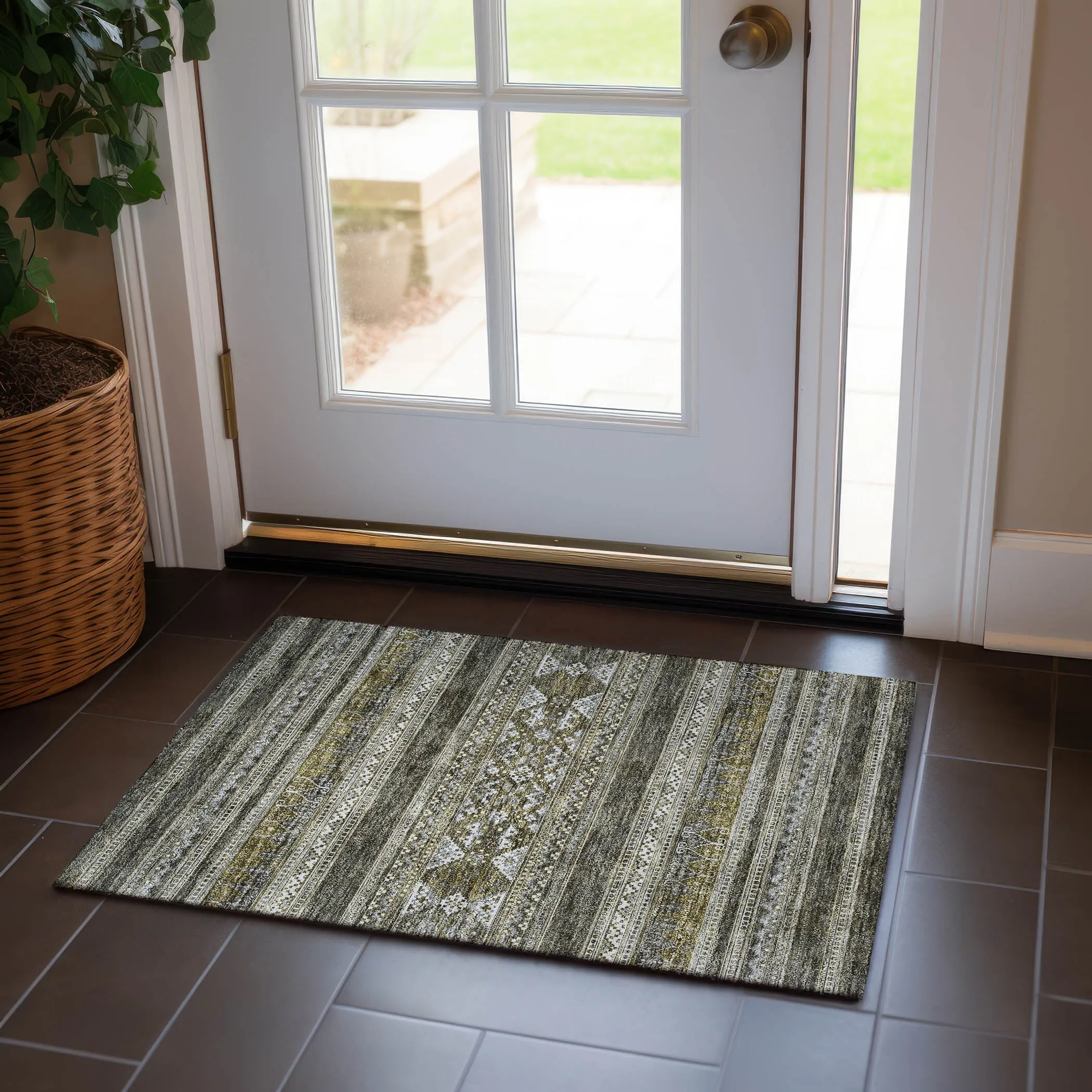 Machine Washable Indoor/ Outdoor Chantille Boho Tribal Rug