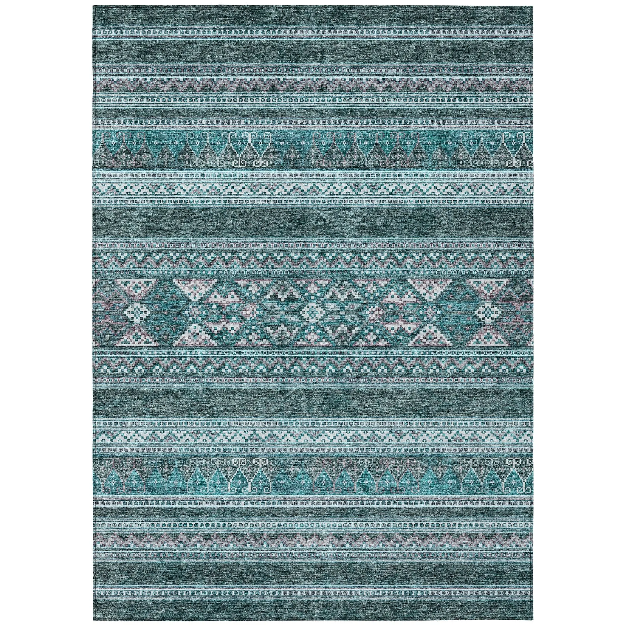 Machine Washable Indoor/ Outdoor Chantille Boho Tribal Rug