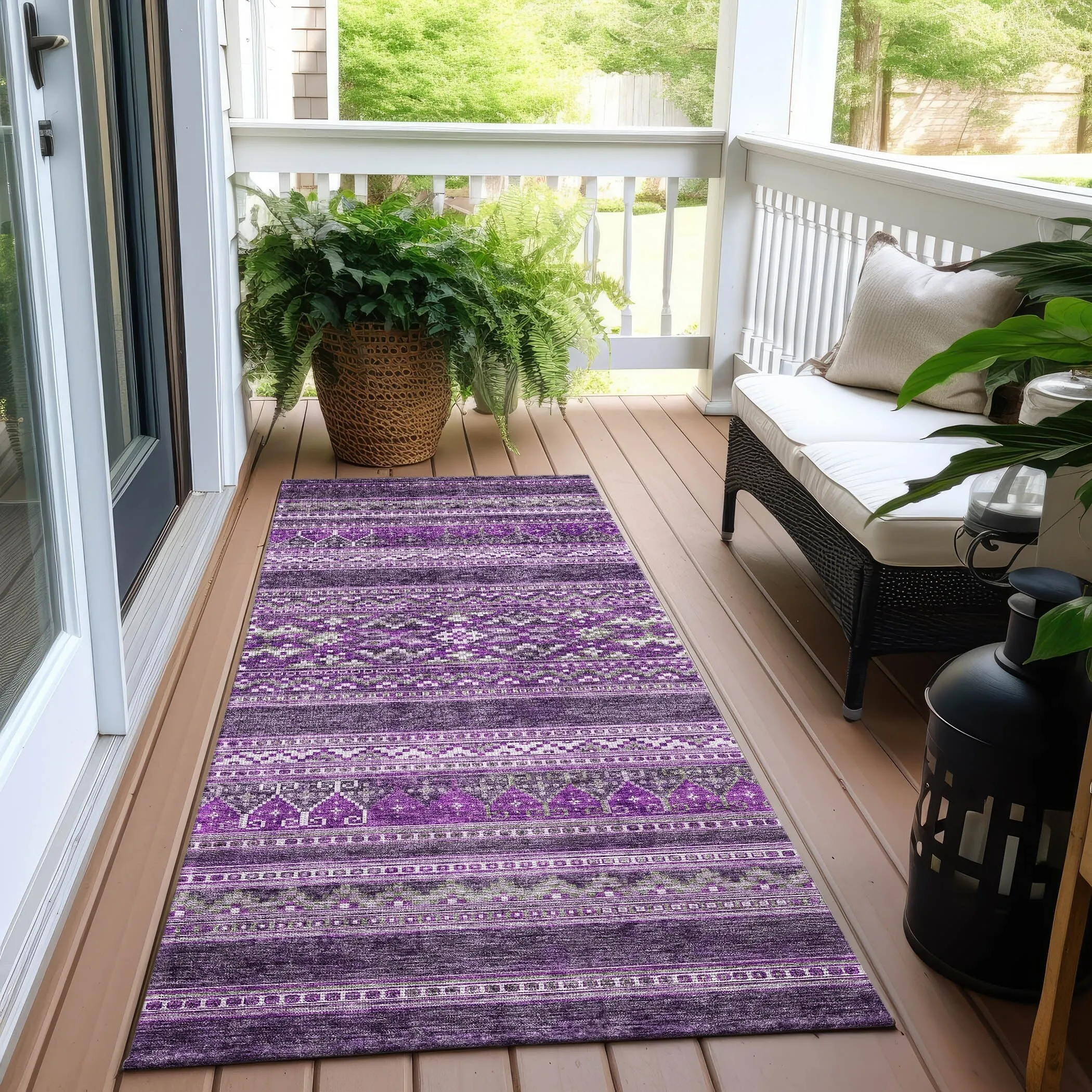 Machine Washable Indoor/ Outdoor Chantille Boho Tribal Rug
