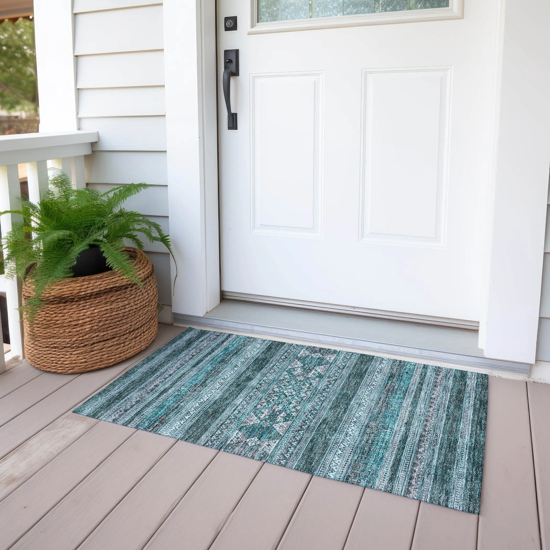 Machine Washable Indoor/ Outdoor Chantille Boho Tribal Rug