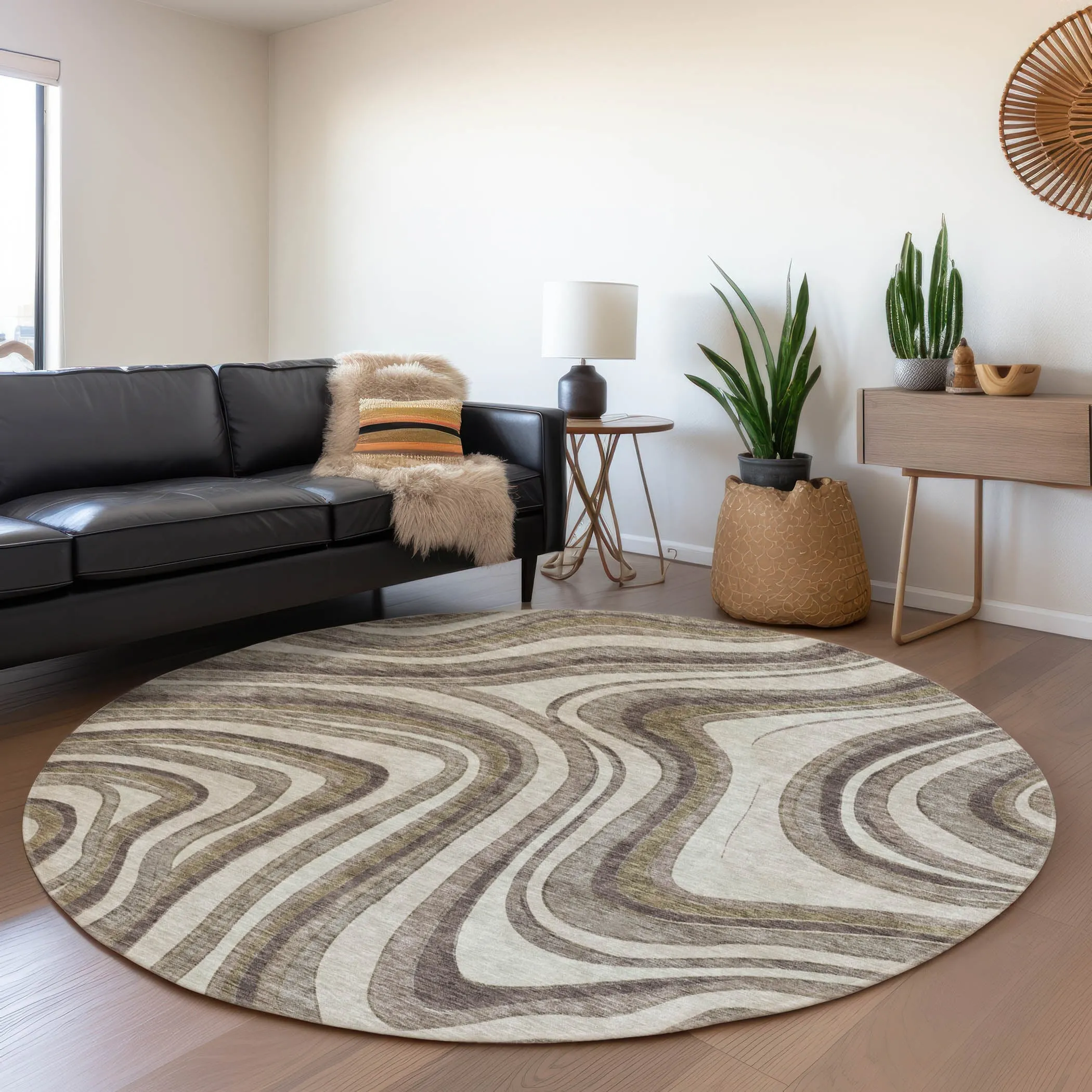 Machine Washable Indoor/ Outdoor Chantille Contemporary Abstract Rug