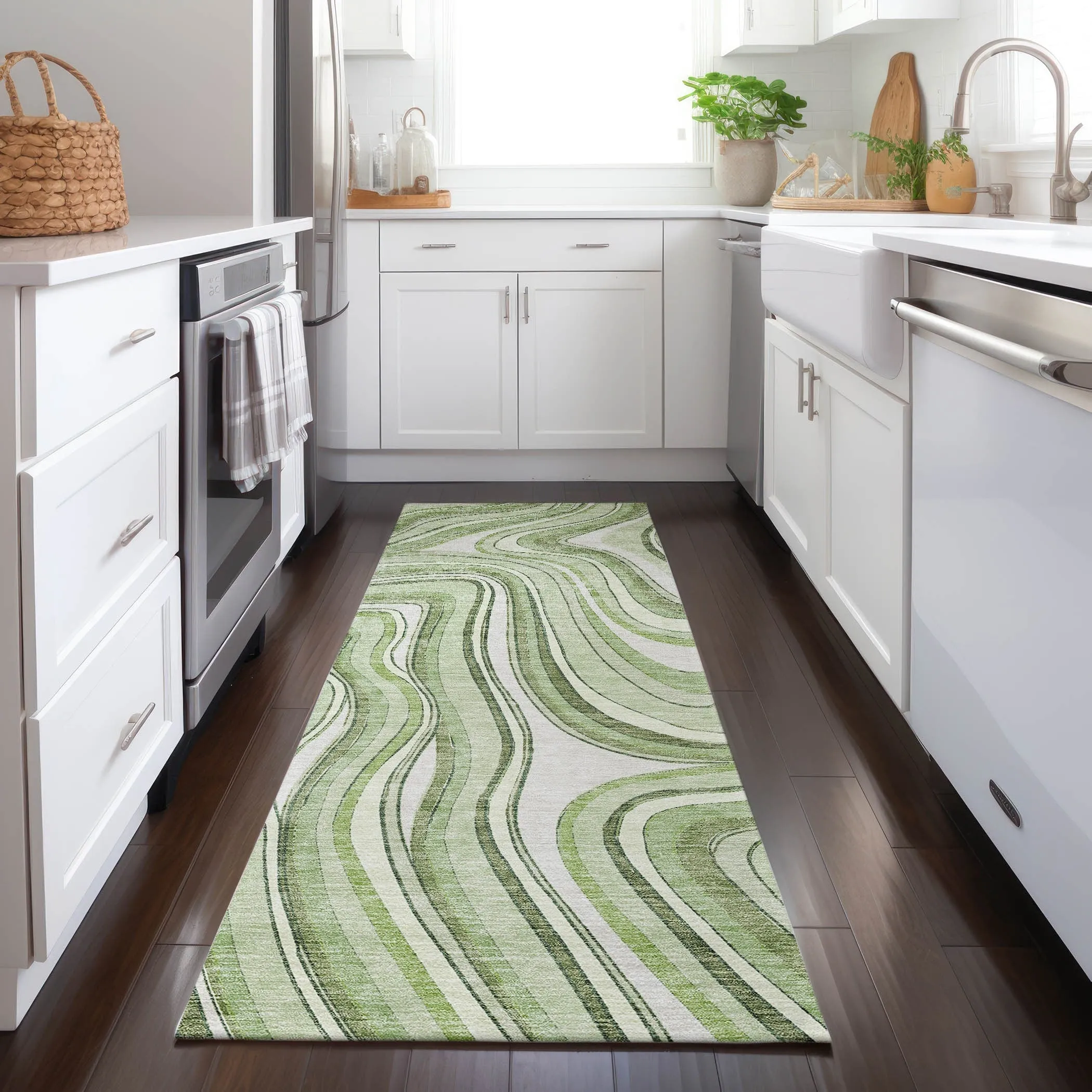 Machine Washable Indoor/ Outdoor Chantille Contemporary Abstract Rug