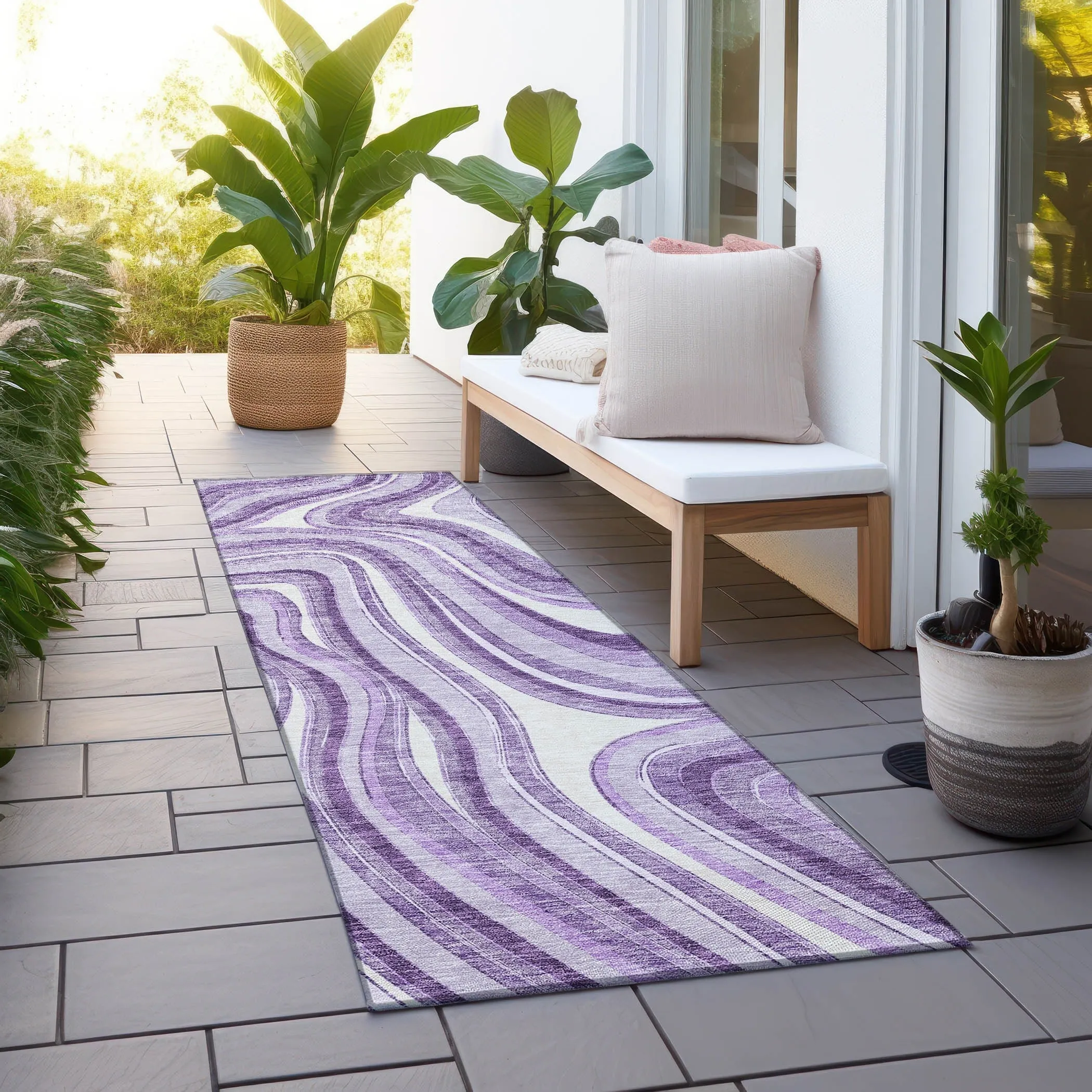 Machine Washable Indoor/ Outdoor Chantille Contemporary Abstract Rug