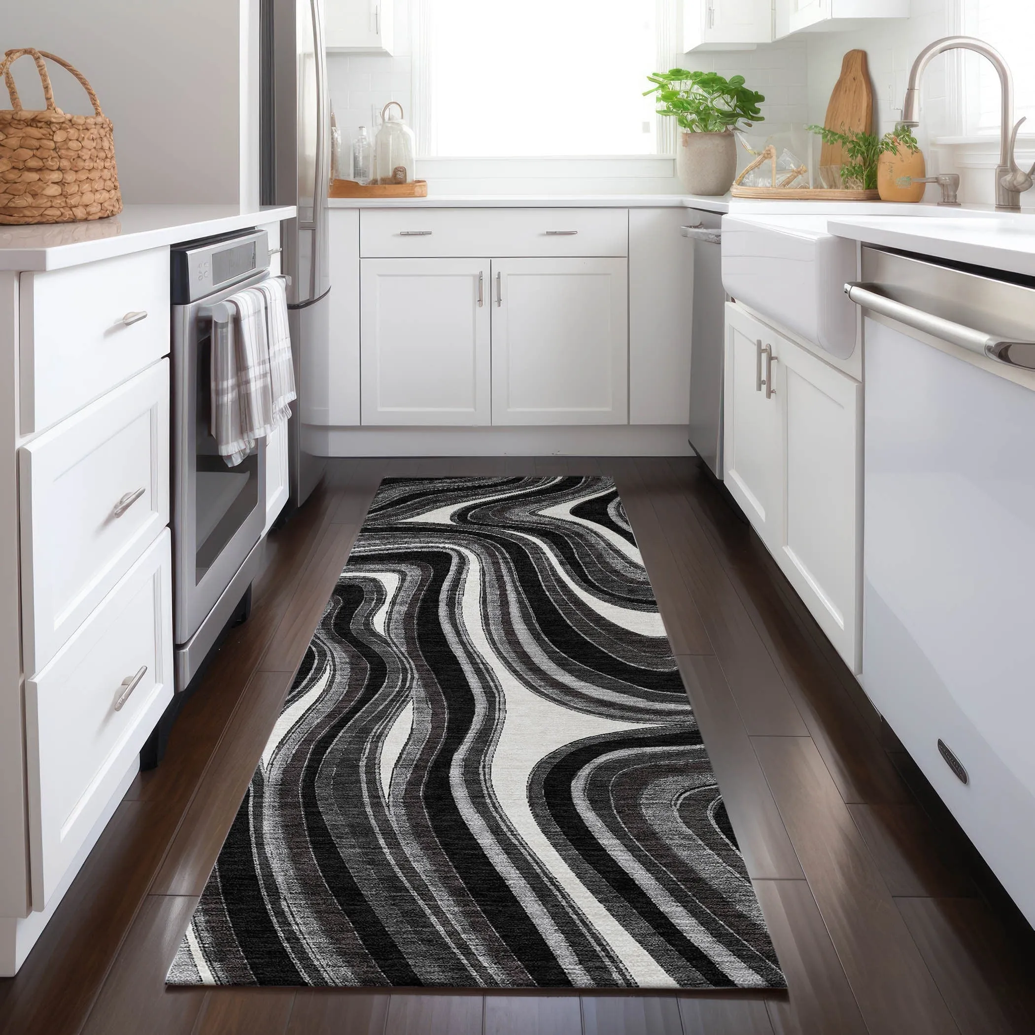 Machine Washable Indoor/ Outdoor Chantille Contemporary Abstract Rug