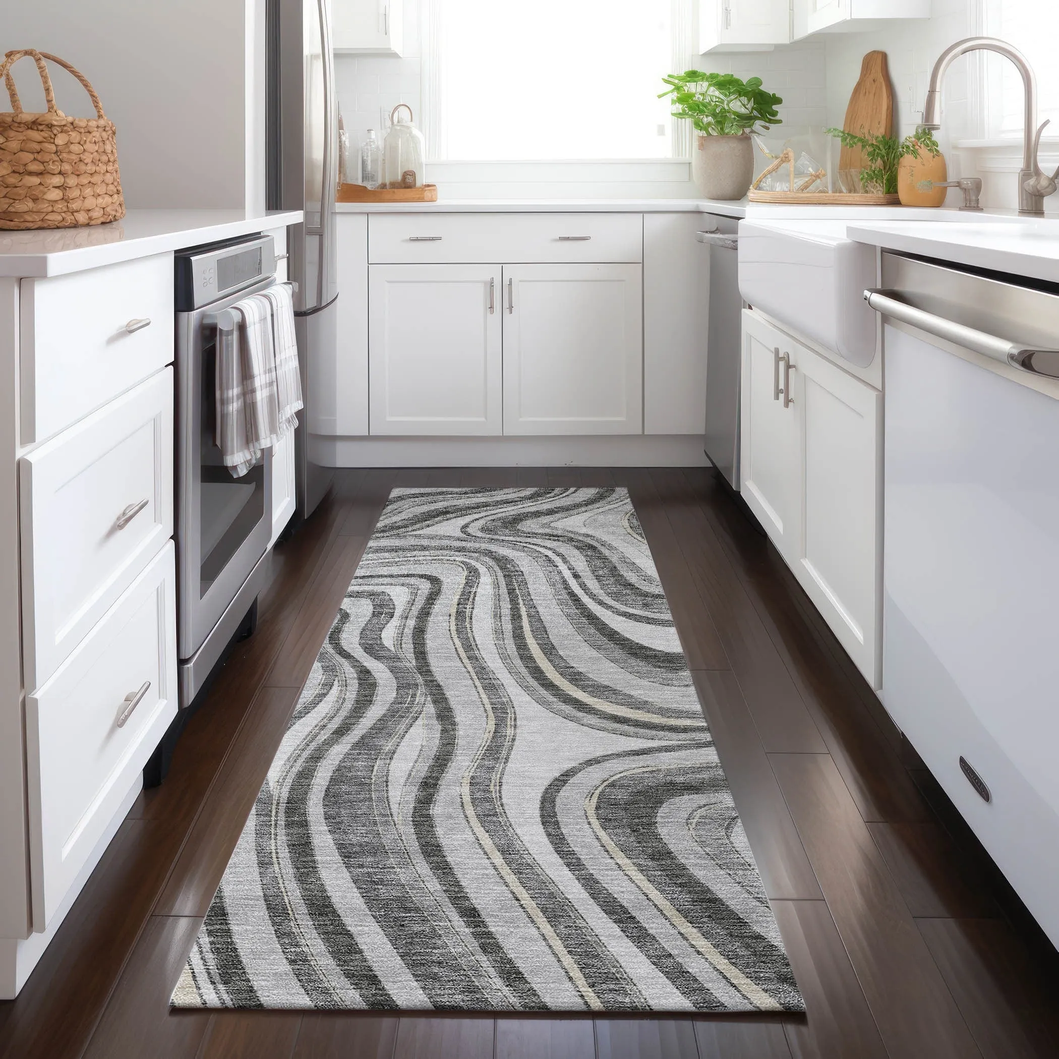 Machine Washable Indoor/ Outdoor Chantille Contemporary Abstract Rug