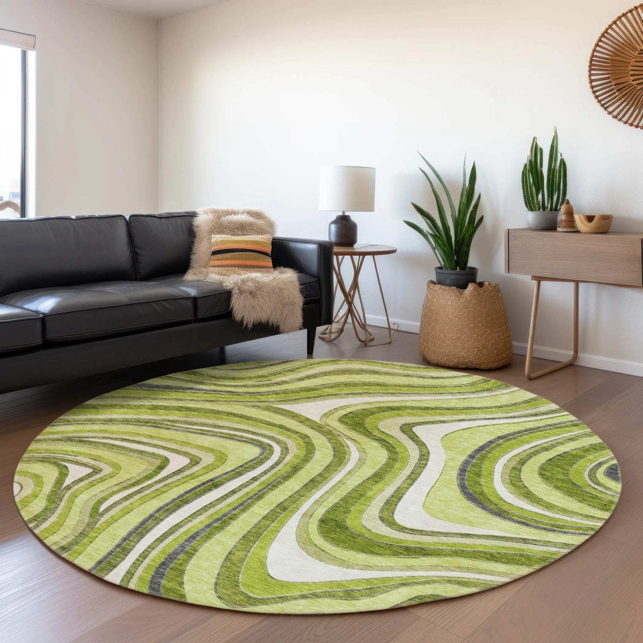 Machine Washable Indoor/ Outdoor Chantille Contemporary Abstract Rug