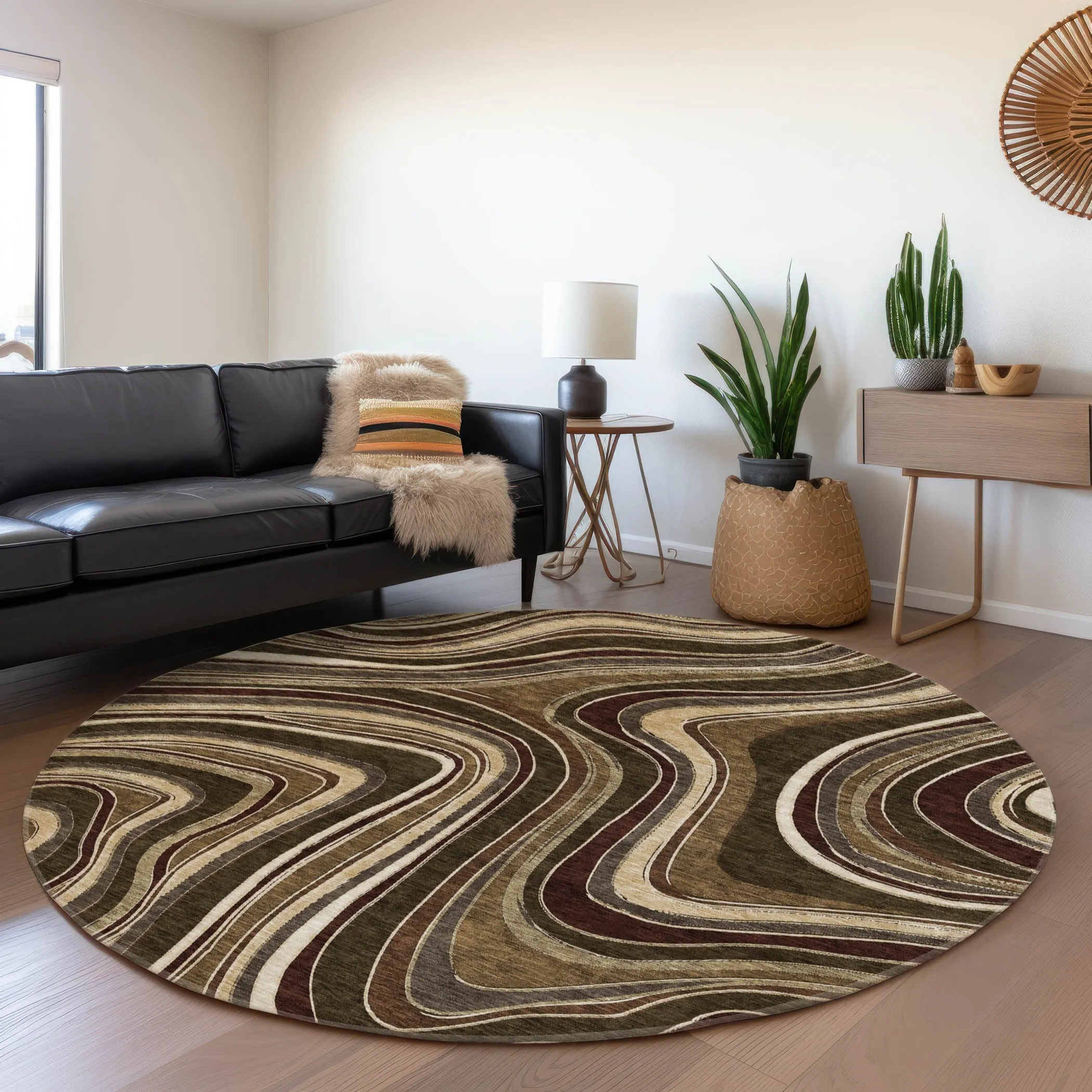 Machine Washable Indoor/ Outdoor Chantille Contemporary Abstract Rug