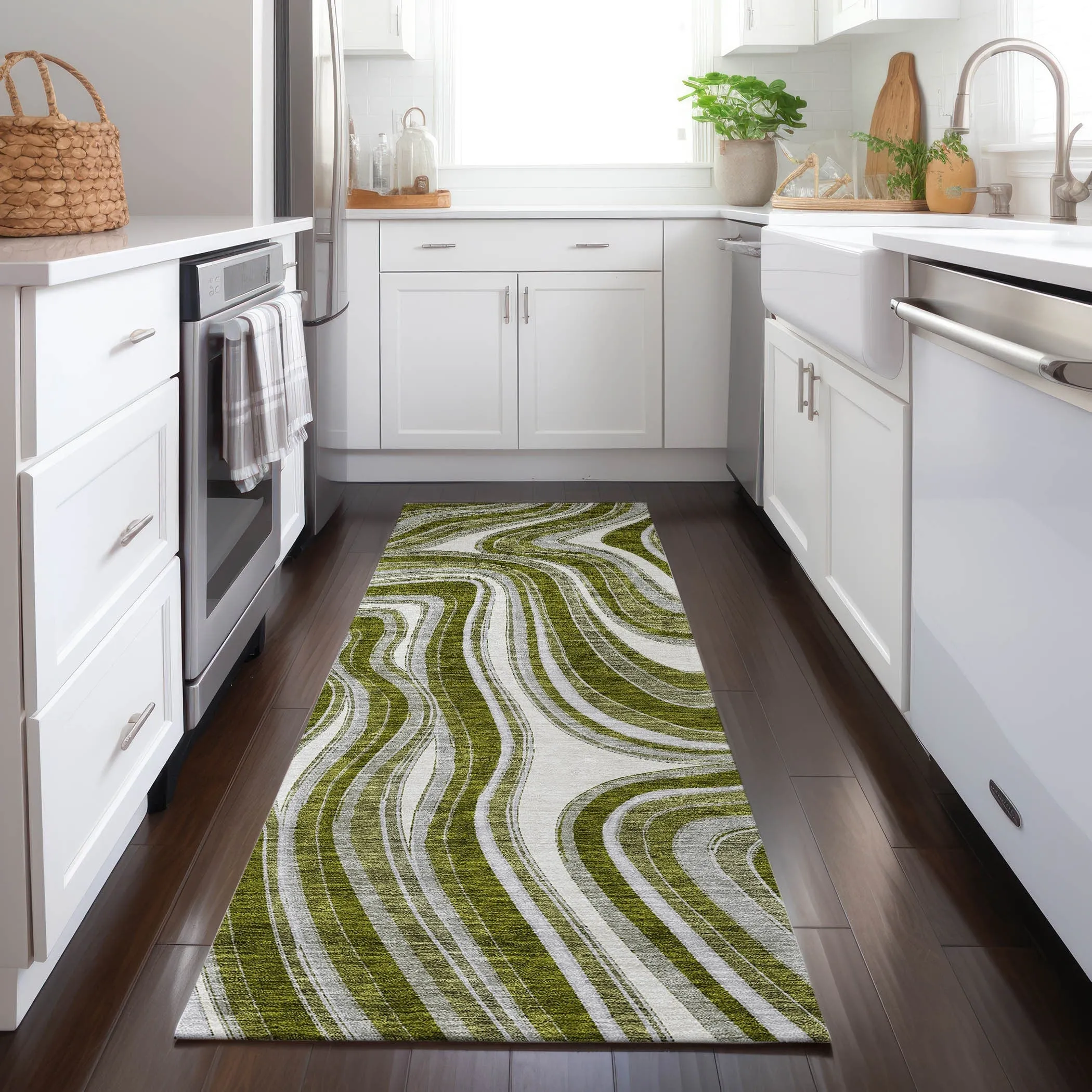 Machine Washable Indoor/ Outdoor Chantille Contemporary Abstract Rug