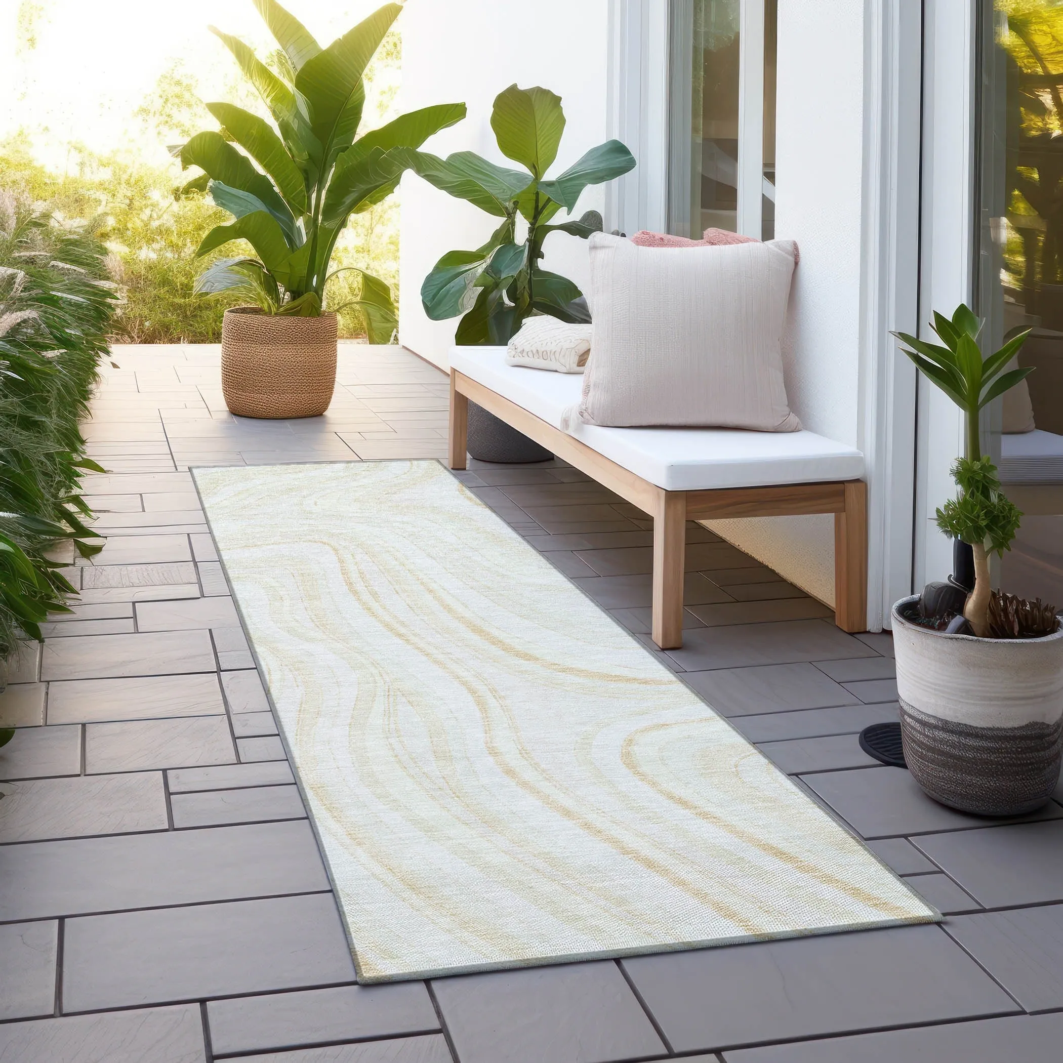 Machine Washable Indoor/ Outdoor Chantille Contemporary Abstract Rug