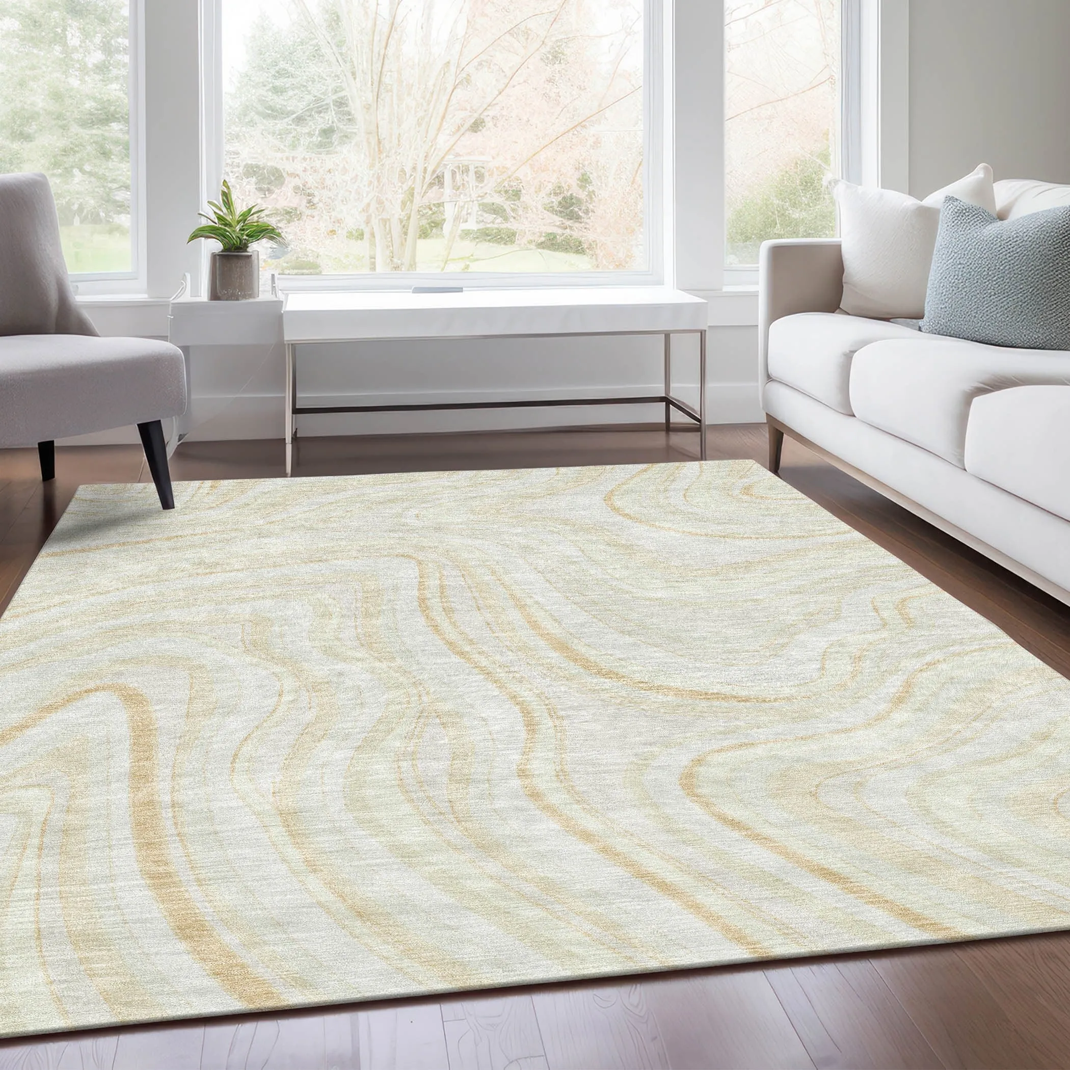 Machine Washable Indoor/ Outdoor Chantille Contemporary Abstract Rug