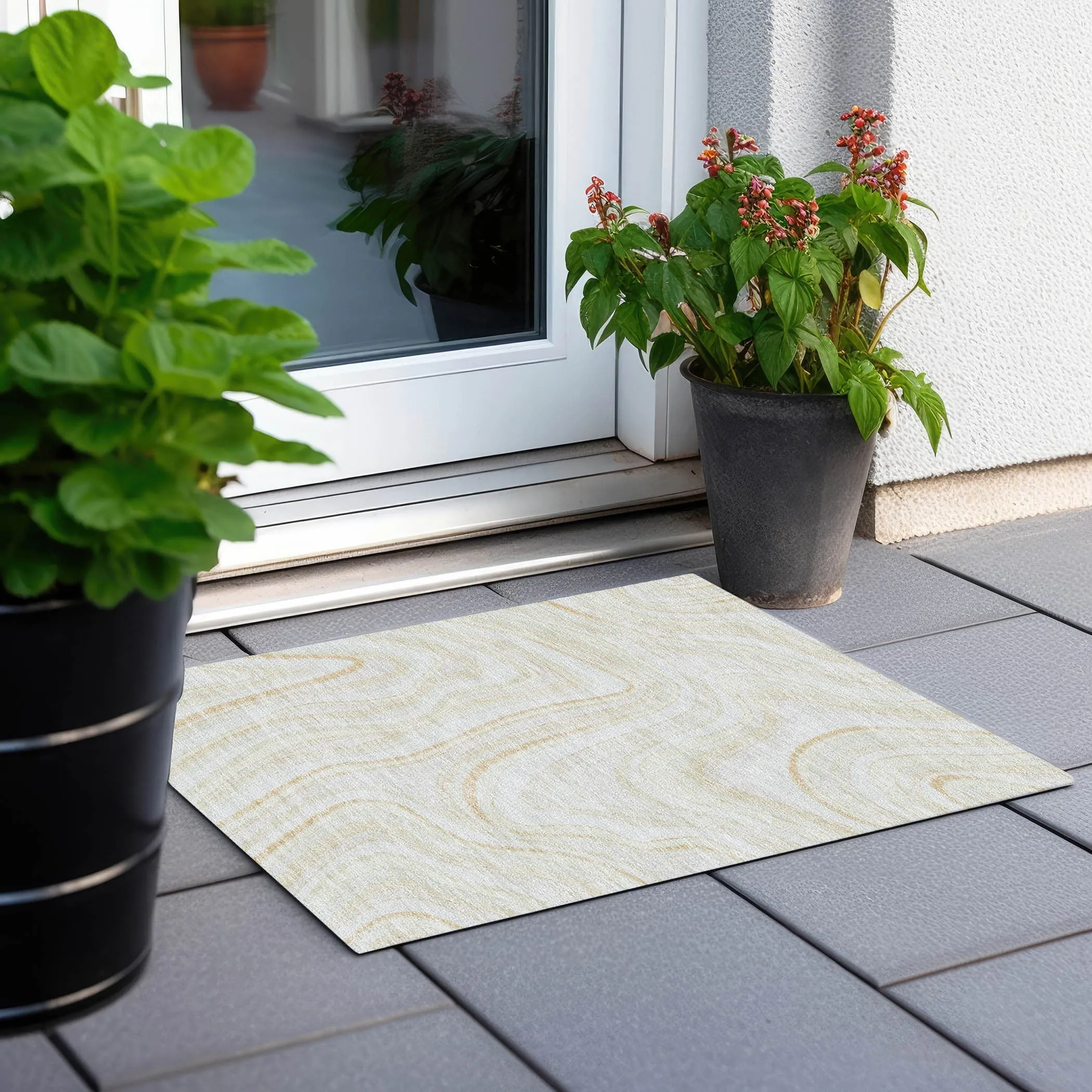 Machine Washable Indoor/ Outdoor Chantille Contemporary Abstract Rug