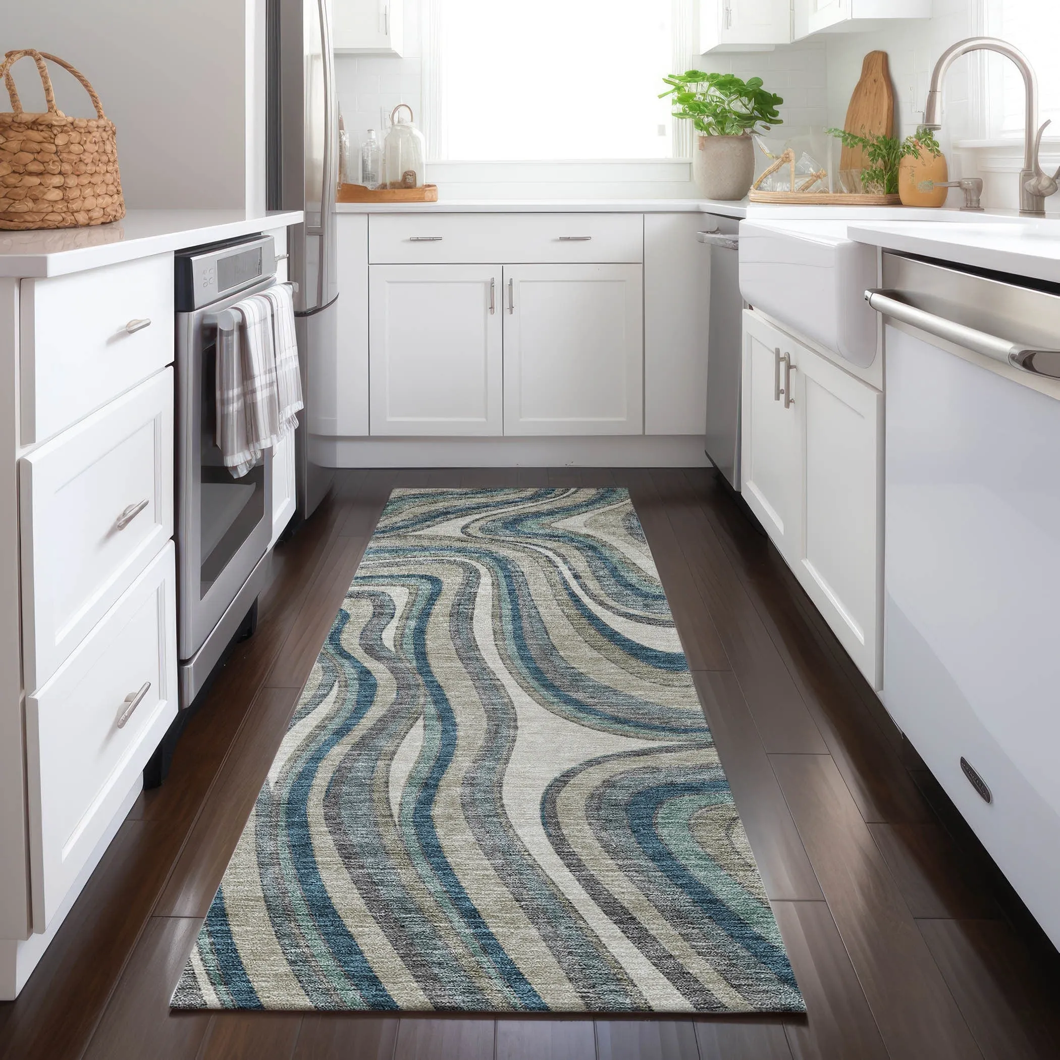 Machine Washable Indoor/ Outdoor Chantille Contemporary Abstract Rug