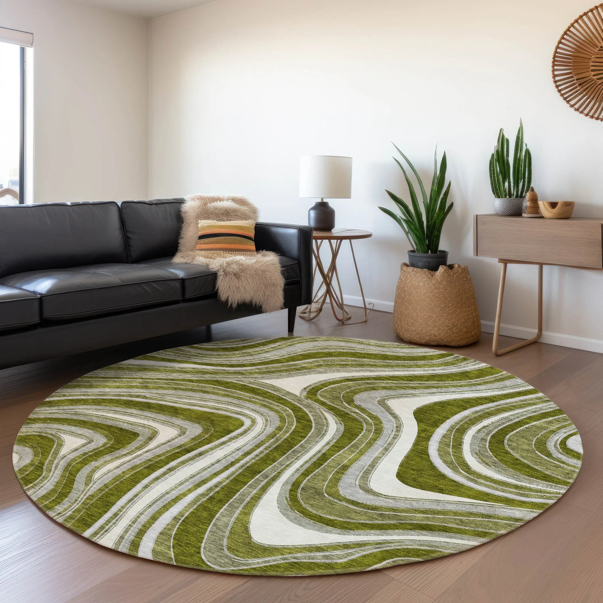 Machine Washable Indoor/ Outdoor Chantille Contemporary Abstract Rug