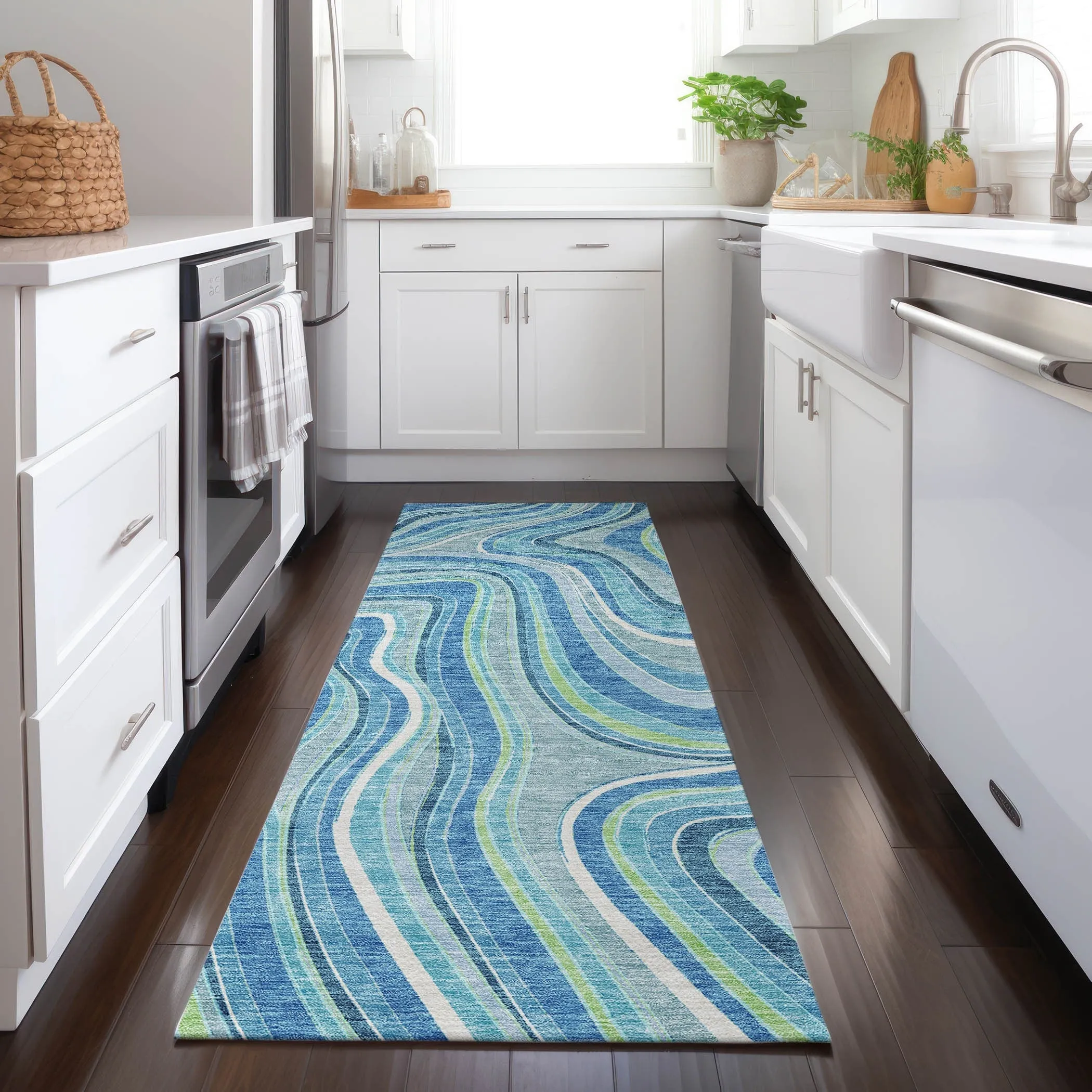 Machine Washable Indoor/ Outdoor Chantille Contemporary Abstract Rug
