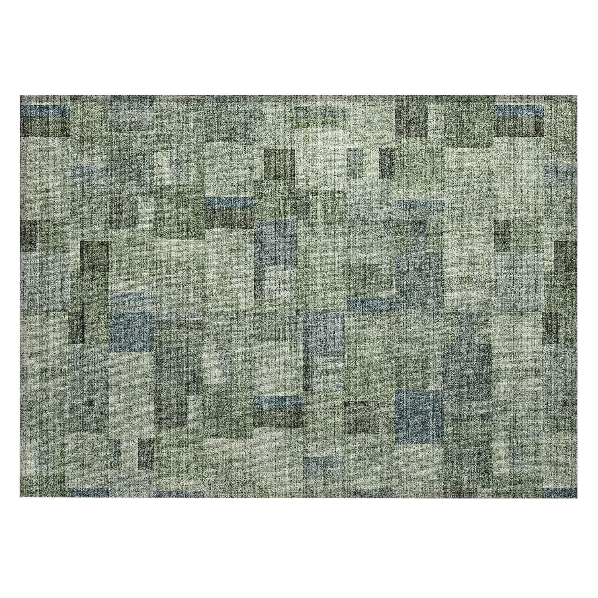 Machine Washable Indoor/ Outdoor Chantille Contemporary Blocks Rug