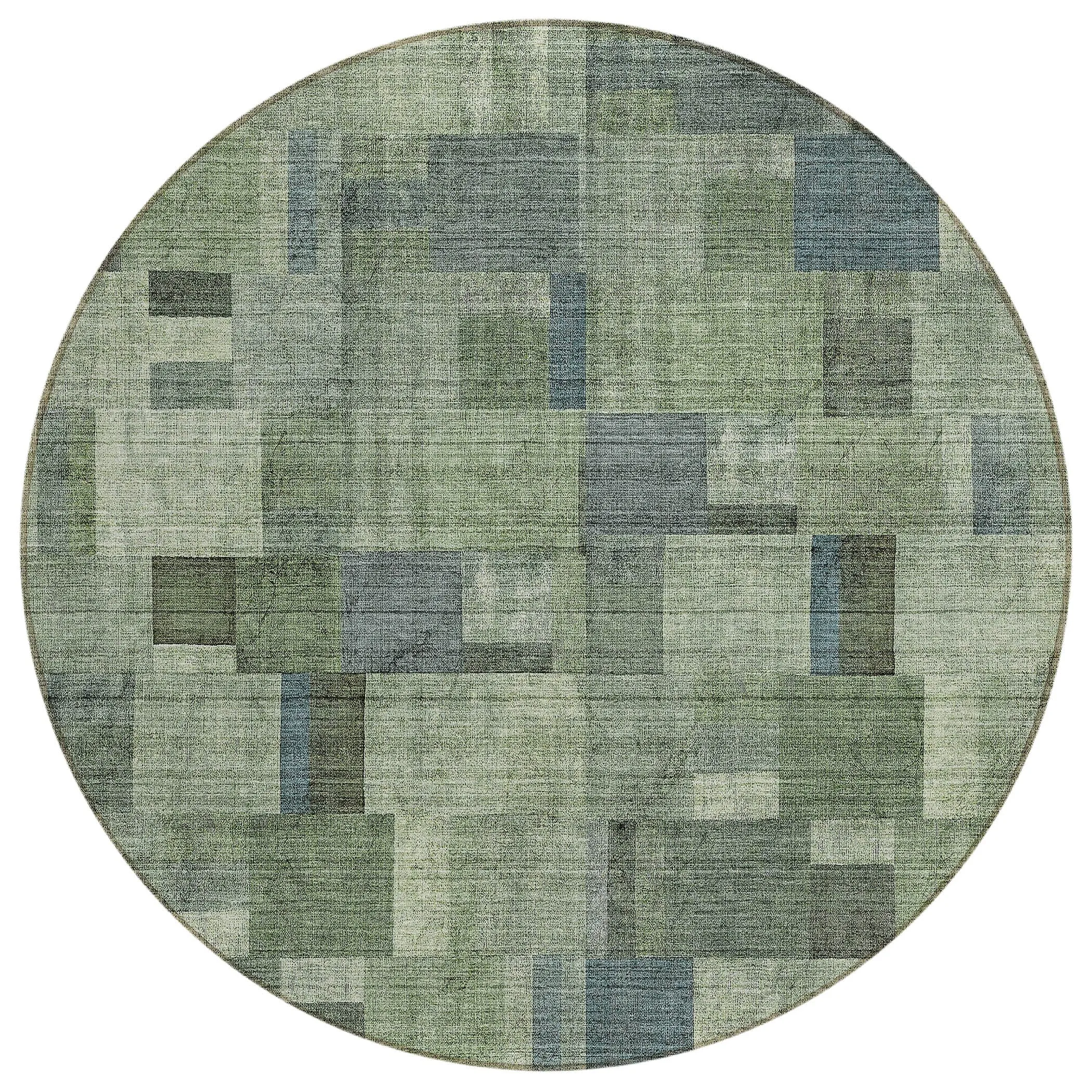 Machine Washable Indoor/ Outdoor Chantille Contemporary Blocks Rug