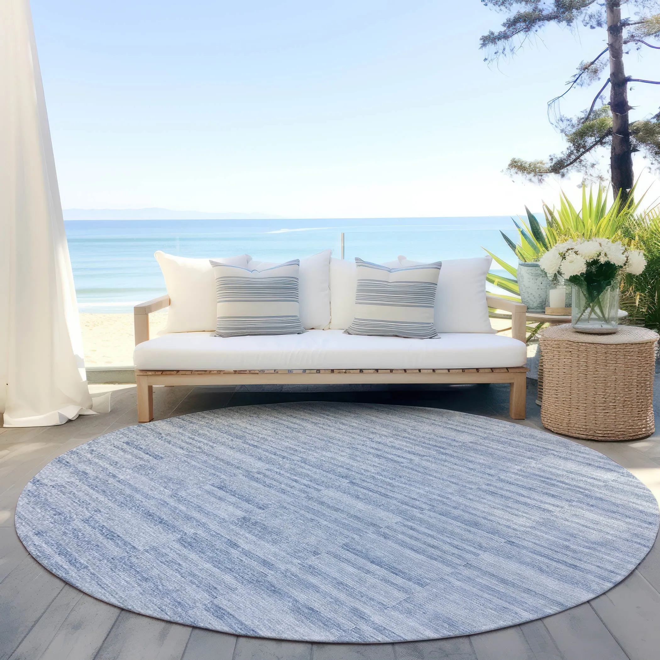 Machine Washable Indoor/ Outdoor Chantille Contemporary Blocks Rug