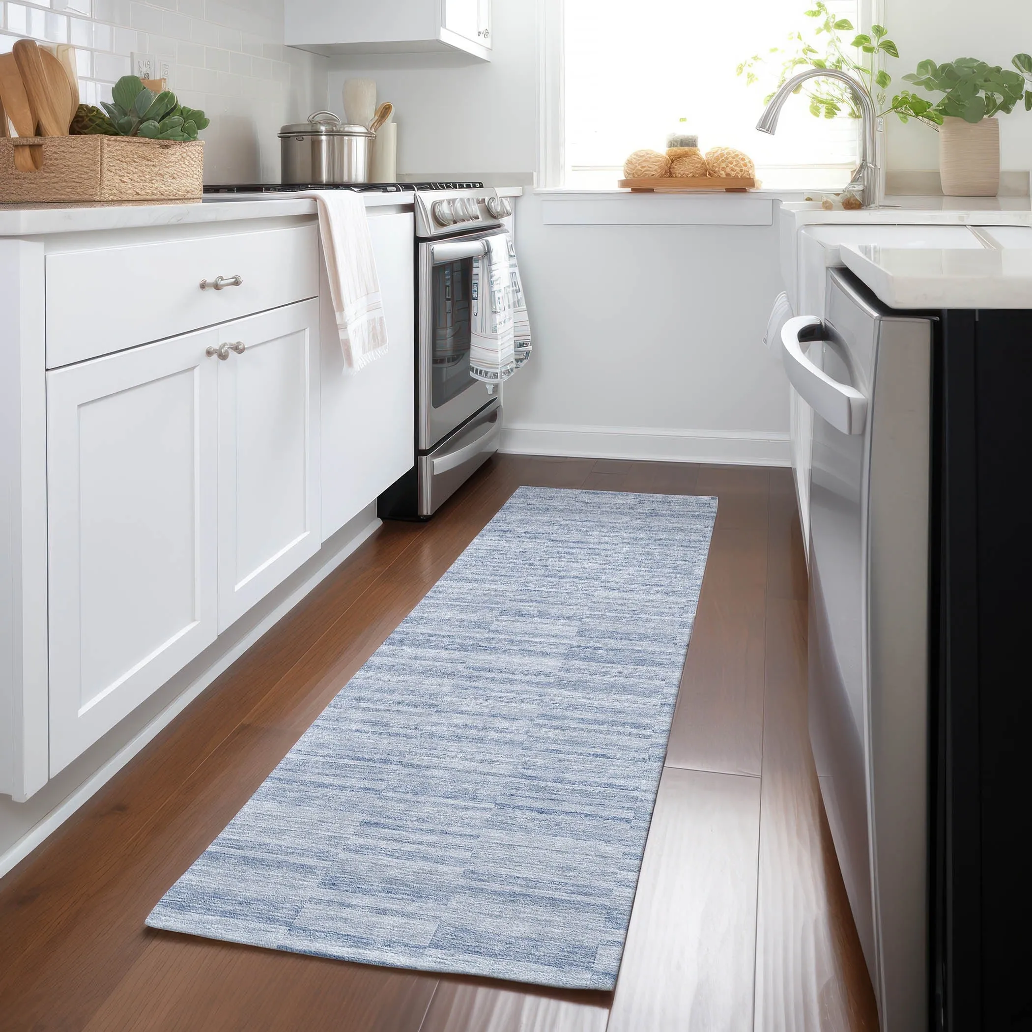 Machine Washable Indoor/ Outdoor Chantille Contemporary Blocks Rug