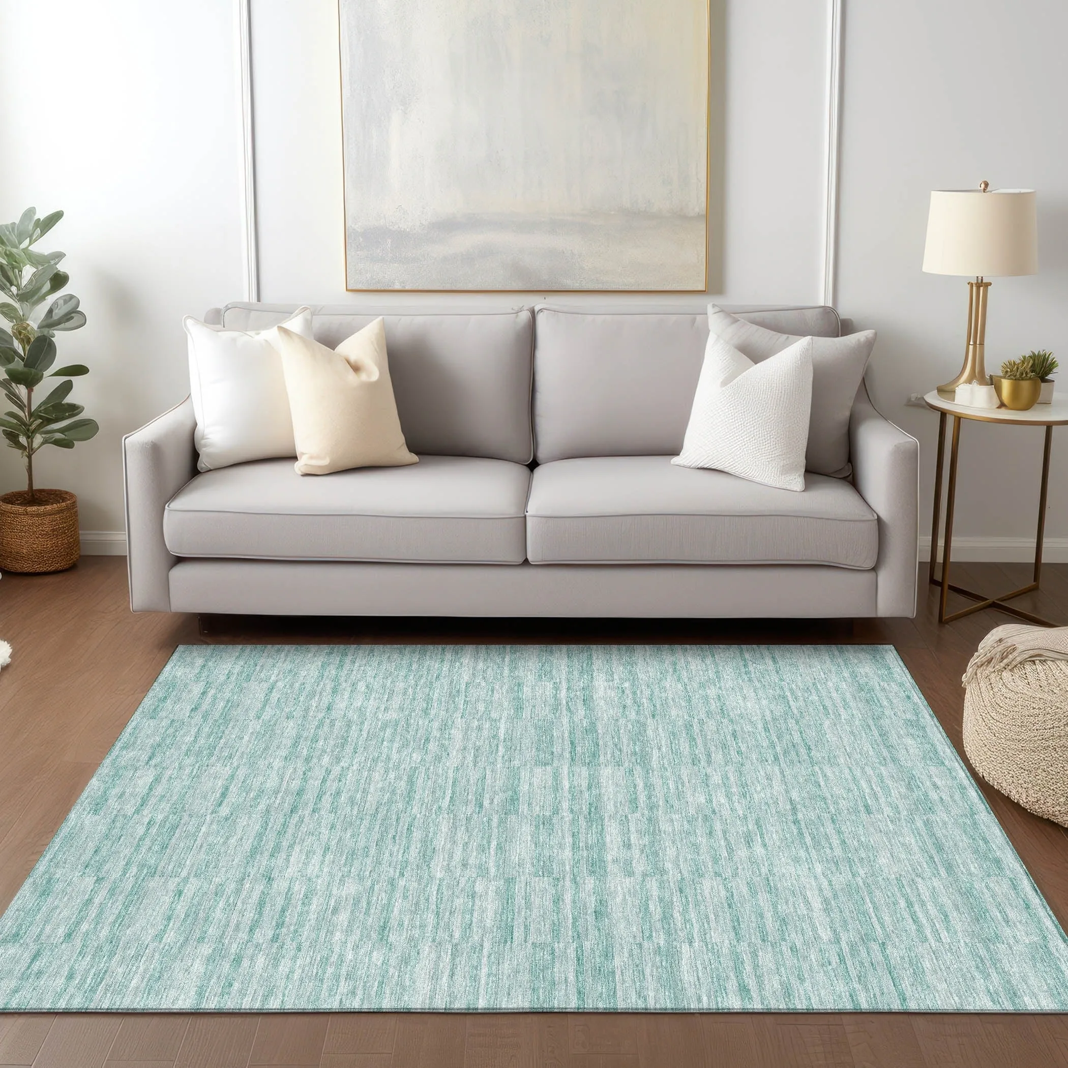 Machine Washable Indoor/ Outdoor Chantille Contemporary Blocks Rug