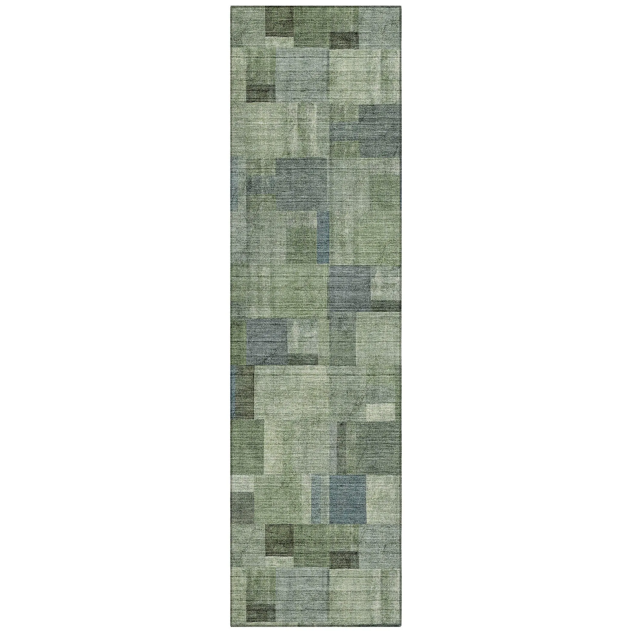 Machine Washable Indoor/ Outdoor Chantille Contemporary Blocks Rug