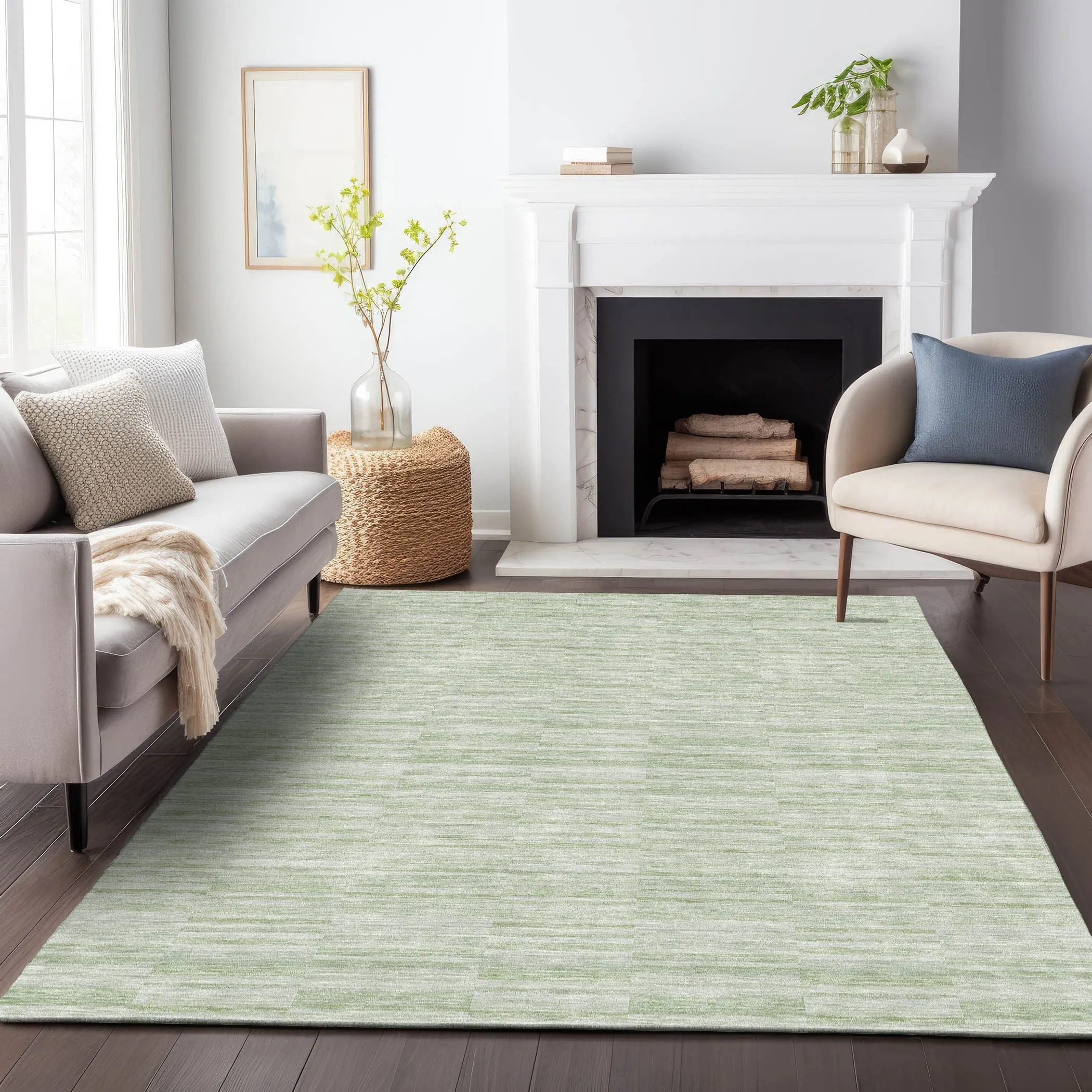 Machine Washable Indoor/ Outdoor Chantille Contemporary Blocks Rug