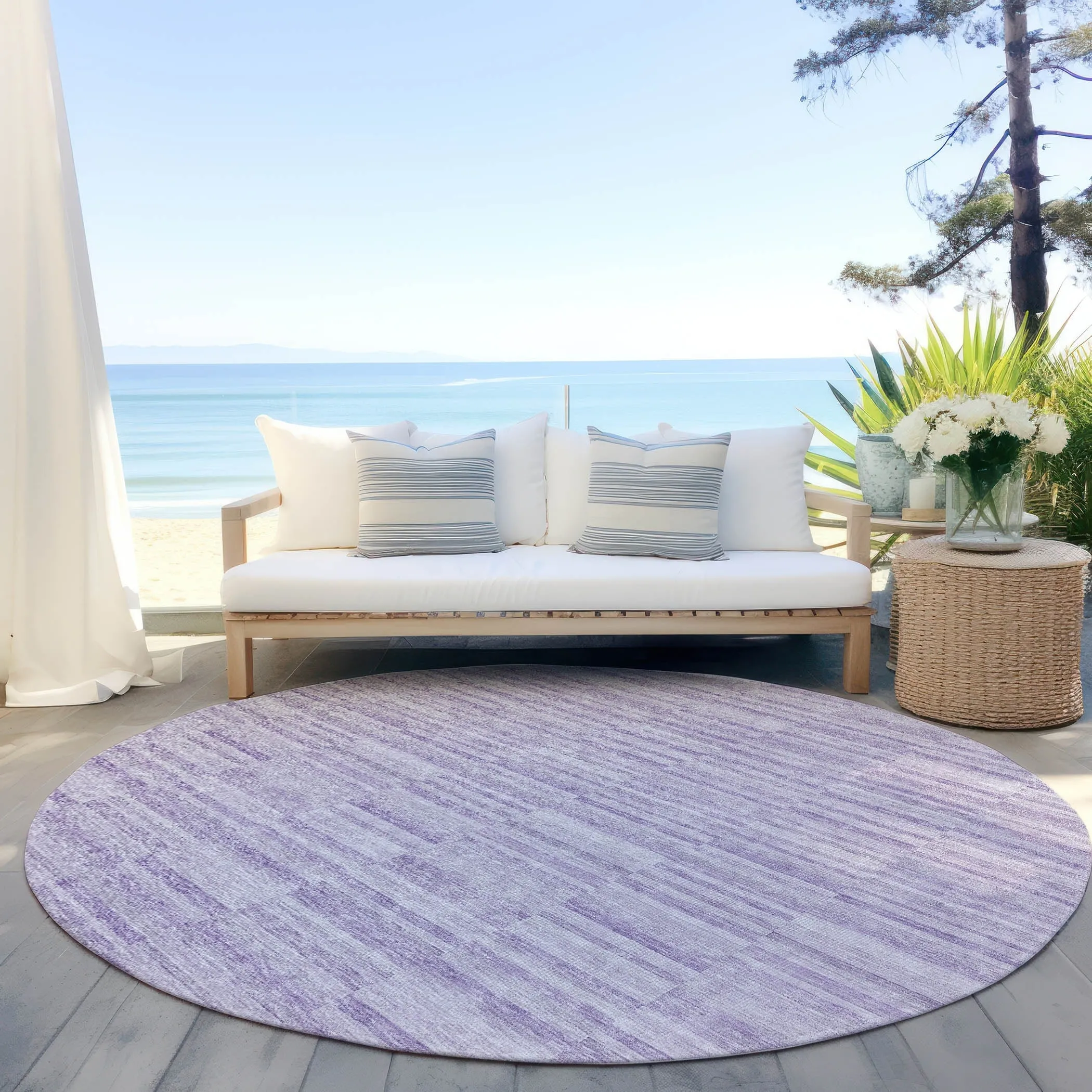Machine Washable Indoor/ Outdoor Chantille Contemporary Blocks Rug