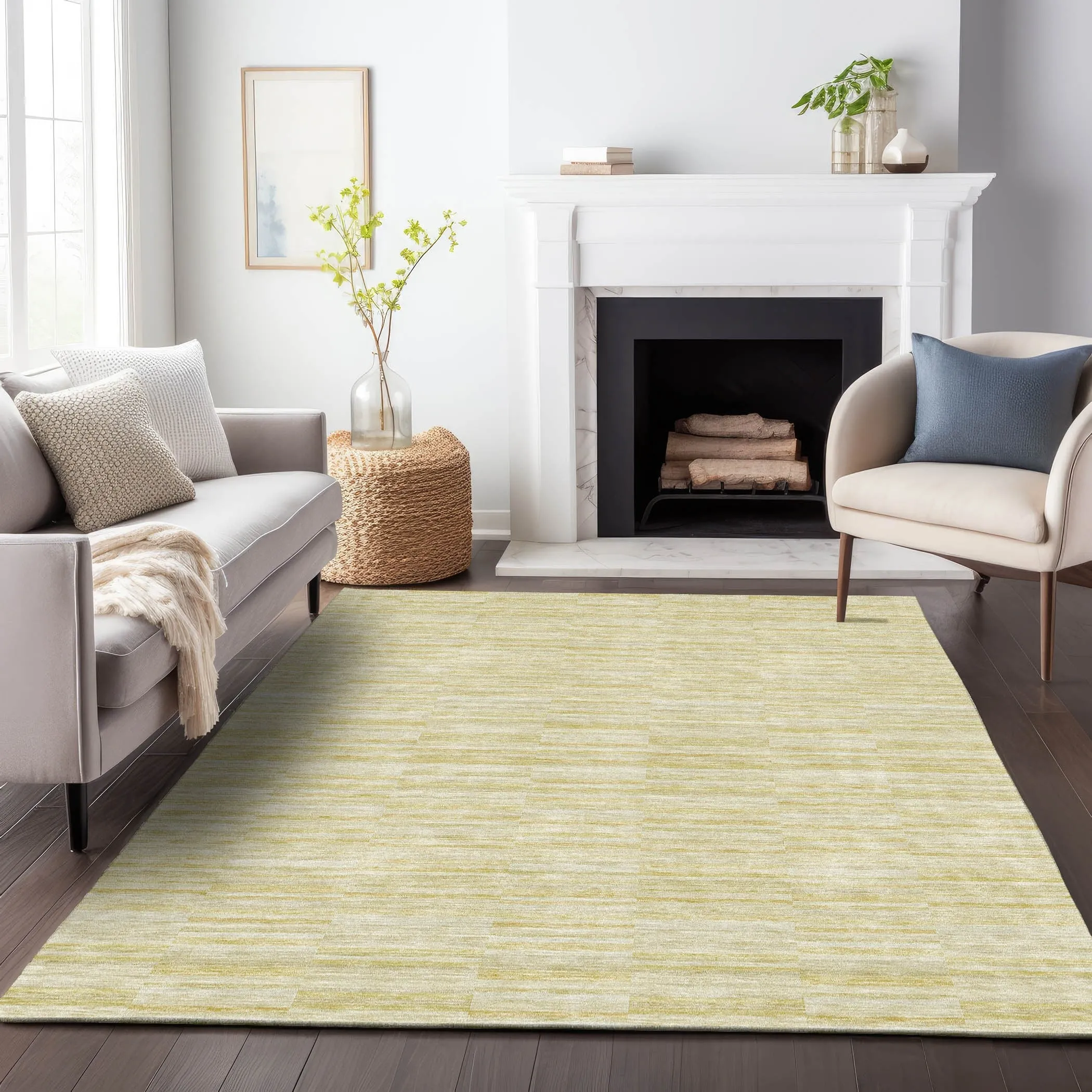 Machine Washable Indoor/ Outdoor Chantille Contemporary Blocks Rug