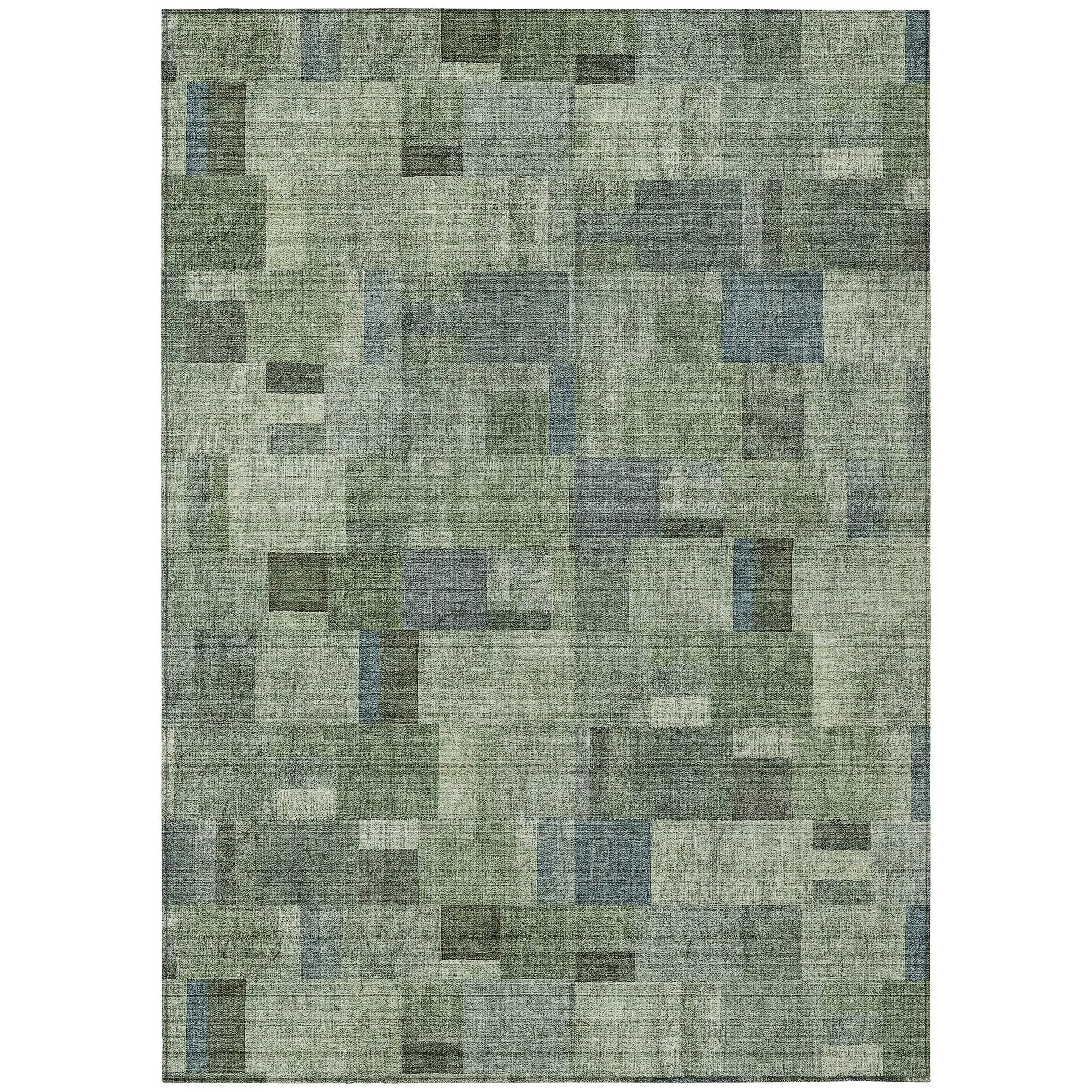 Machine Washable Indoor/ Outdoor Chantille Contemporary Blocks Rug