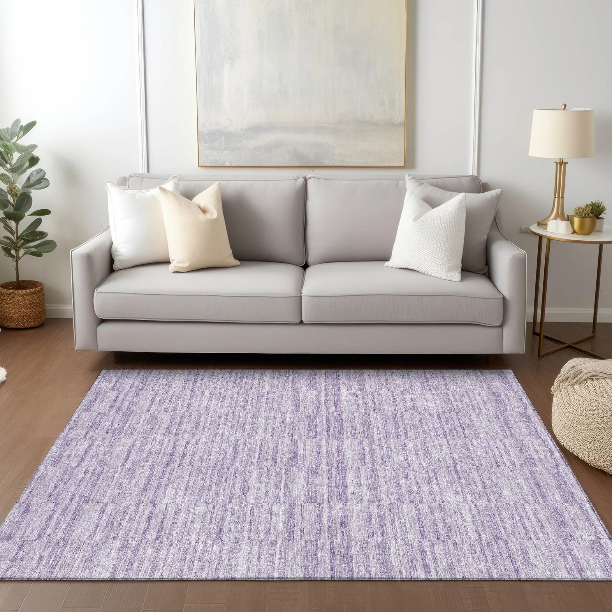 Machine Washable Indoor/ Outdoor Chantille Contemporary Blocks Rug