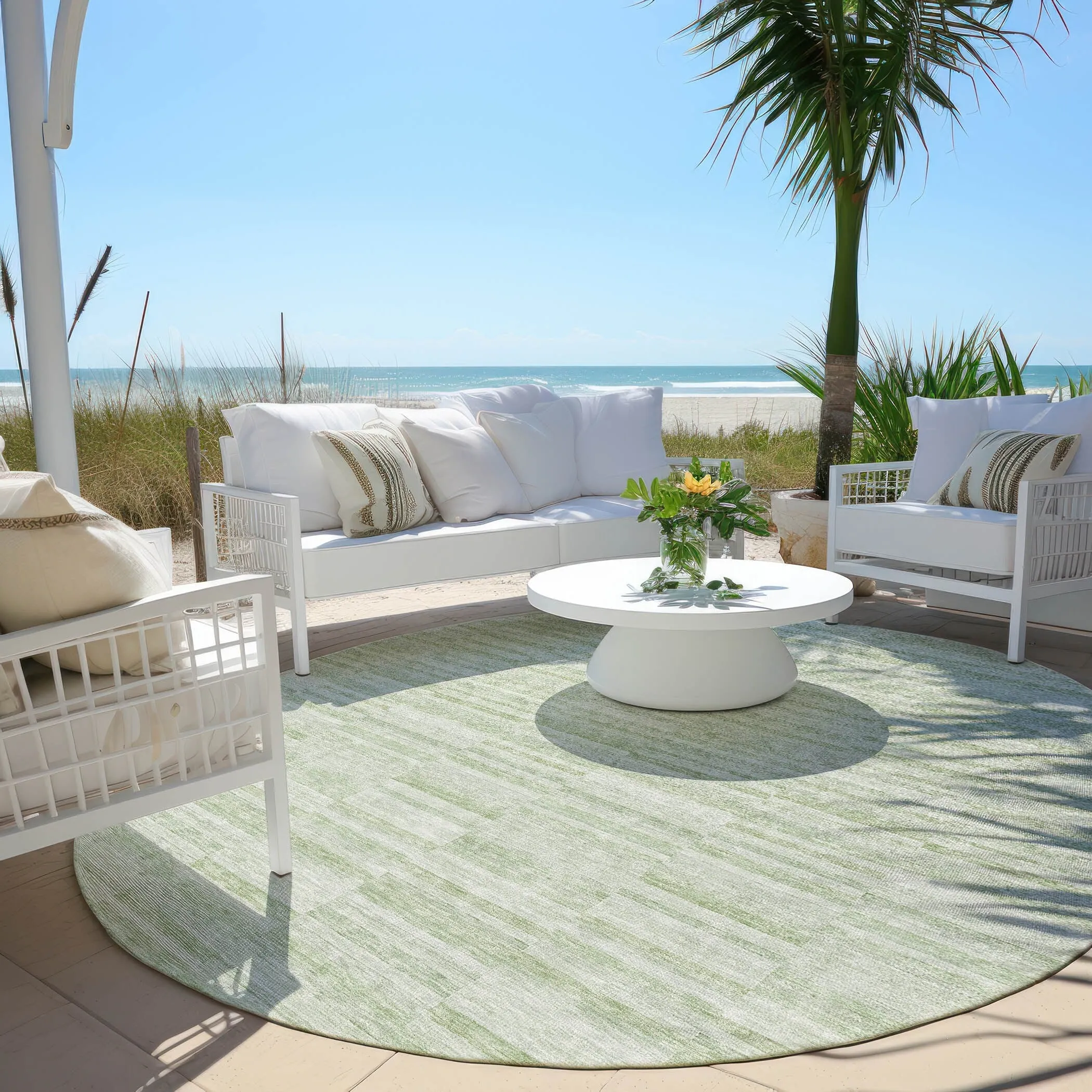 Machine Washable Indoor/ Outdoor Chantille Contemporary Blocks Rug
