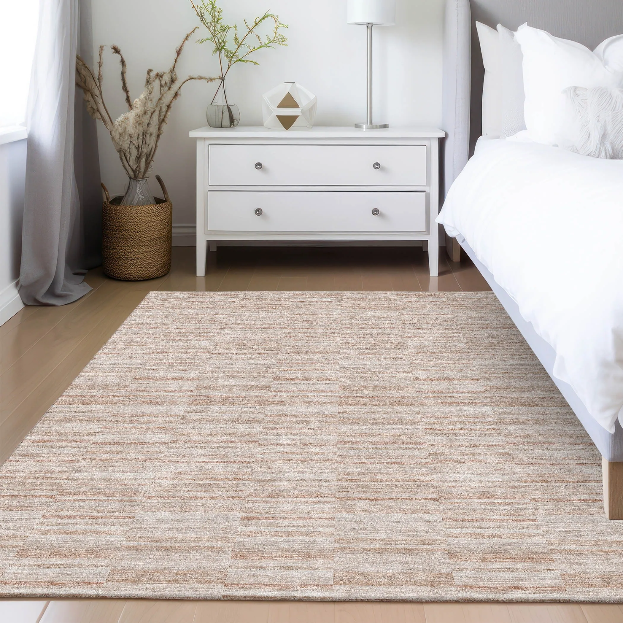 Machine Washable Indoor/ Outdoor Chantille Contemporary Blocks Rug