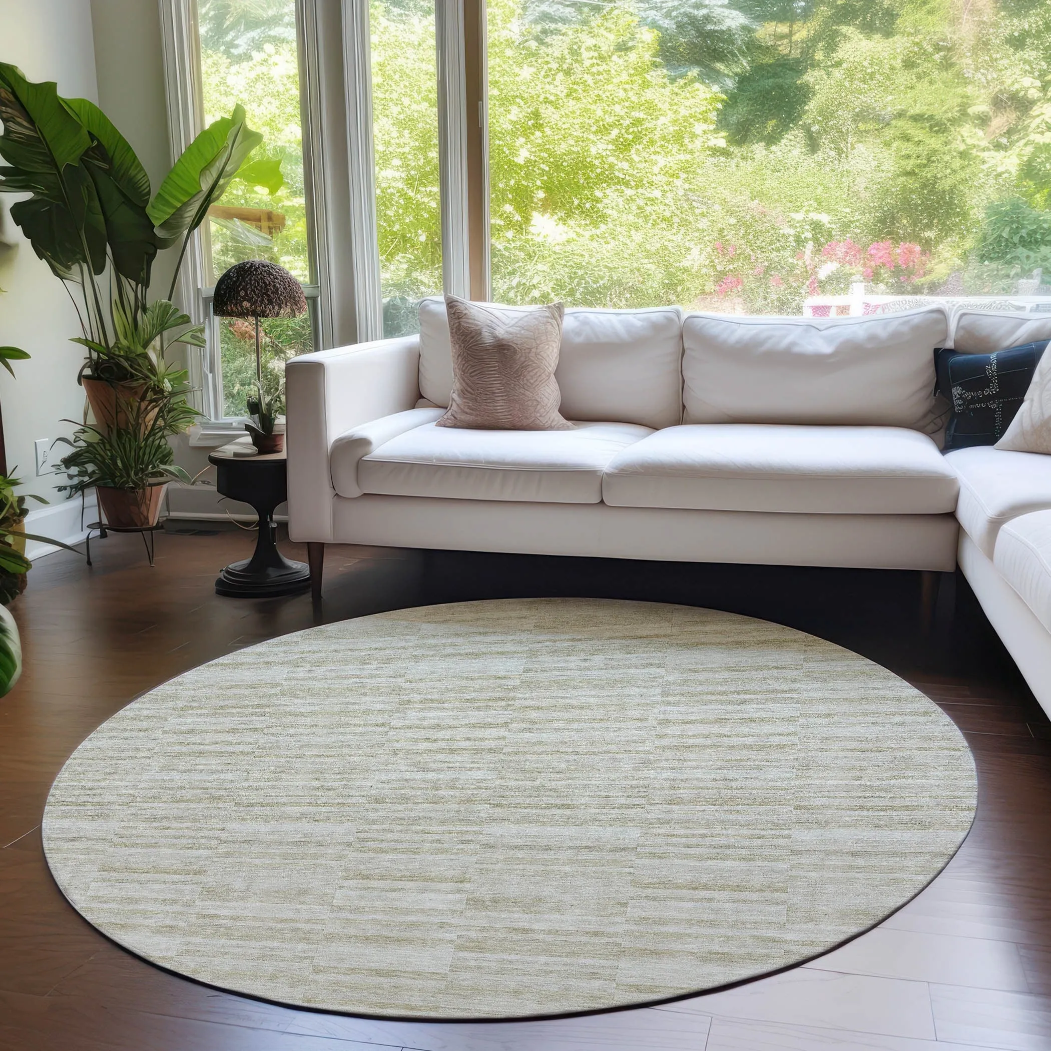 Machine Washable Indoor/ Outdoor Chantille Contemporary Blocks Rug