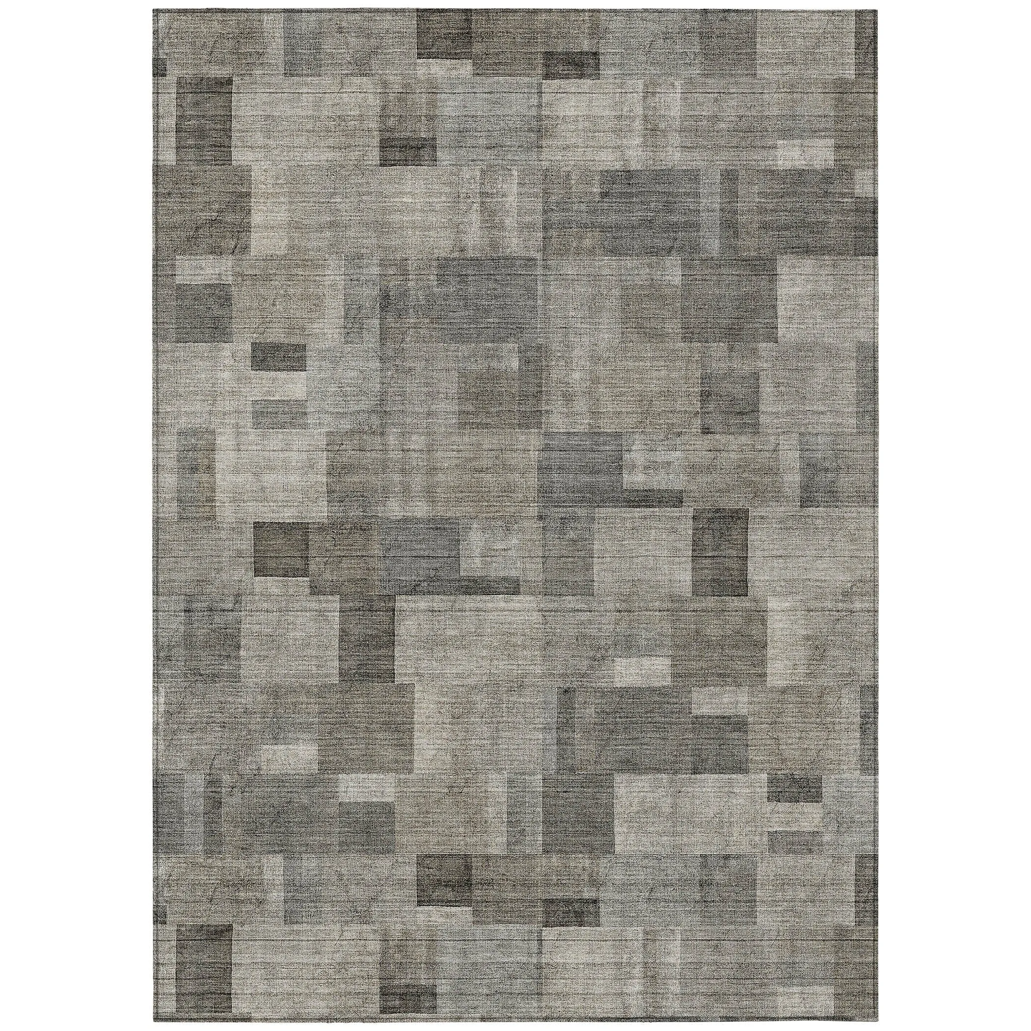 Machine Washable Indoor/ Outdoor Chantille Contemporary Blocks Rug
